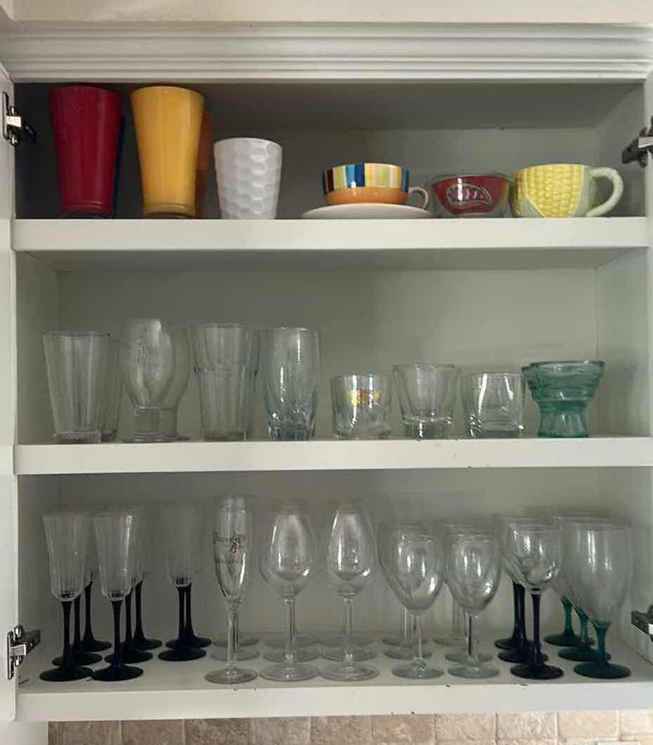 Photo 1 of CONTENTS OF CABINET ASSORTED GLASSWARE