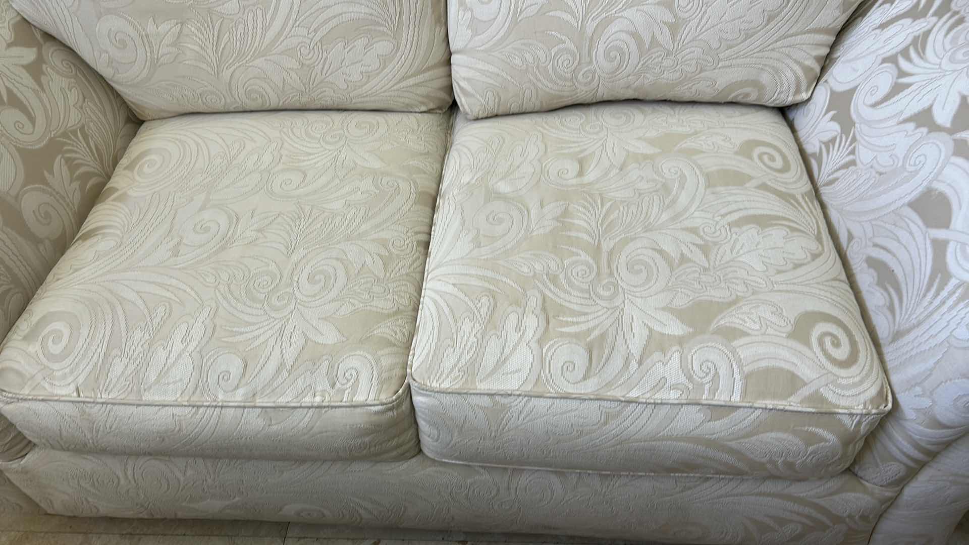 Photo 3 of PLUSH IVORY LOVESEAT 6” x 41” x H39”