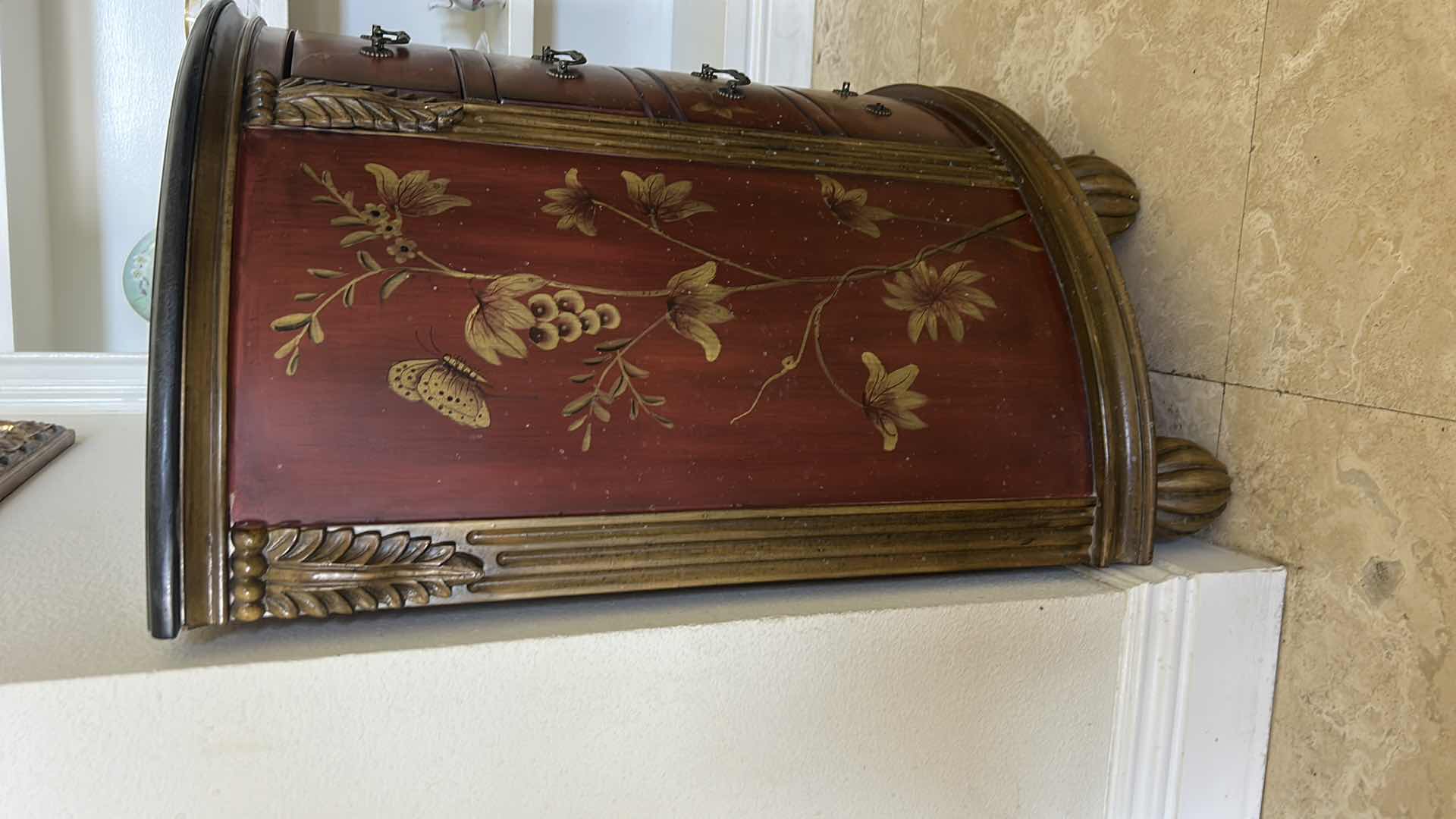 Photo 1 of PRESTIGE CHINOISERIE STYLE DEMILUNE COMMODE CHEST, HAND-PAINTED CABINET 38 x 18 1/2 x H34 1/2” $850