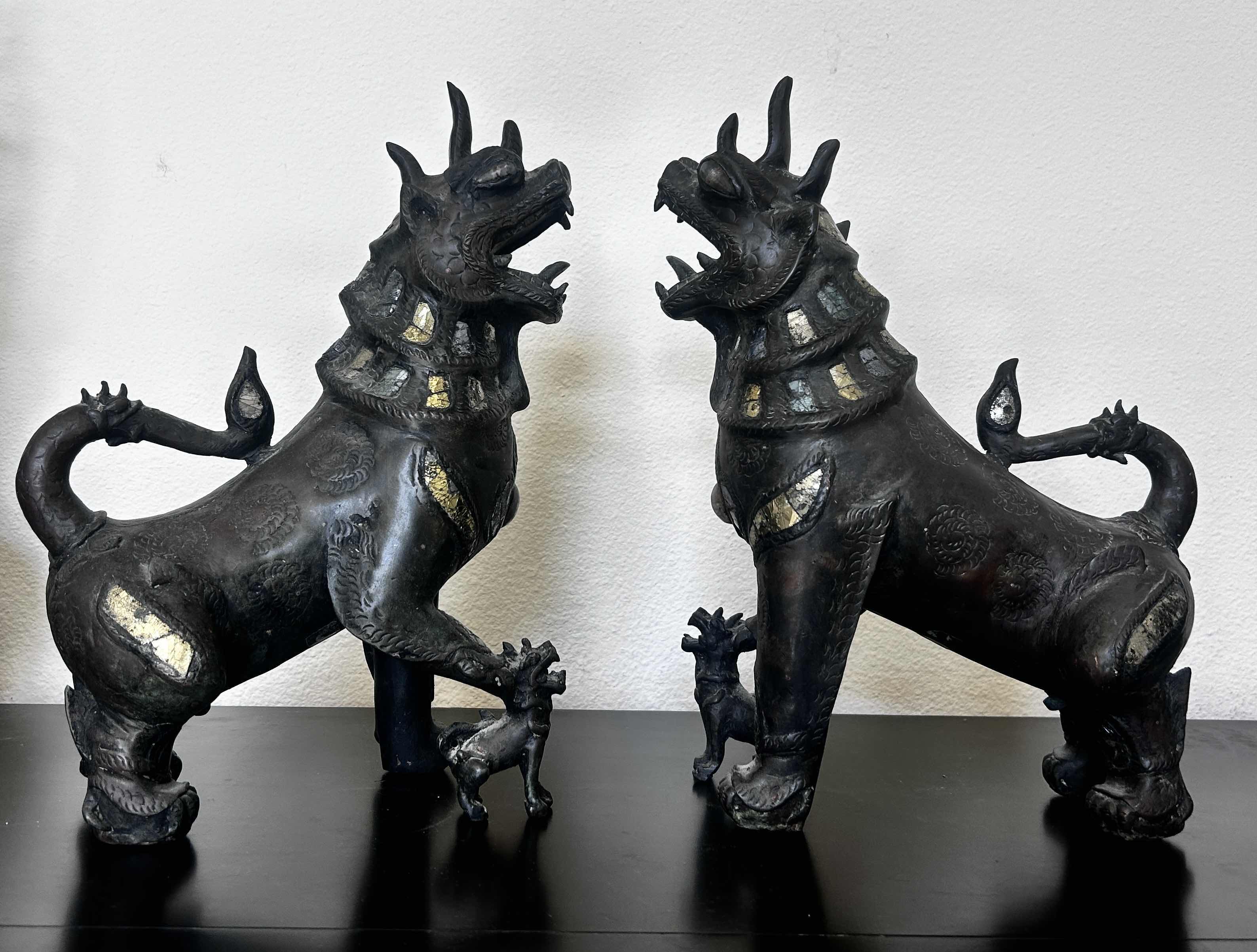Photo 1 of BRONZE FOO DOG STATUES ($800-$1500) H16.5”