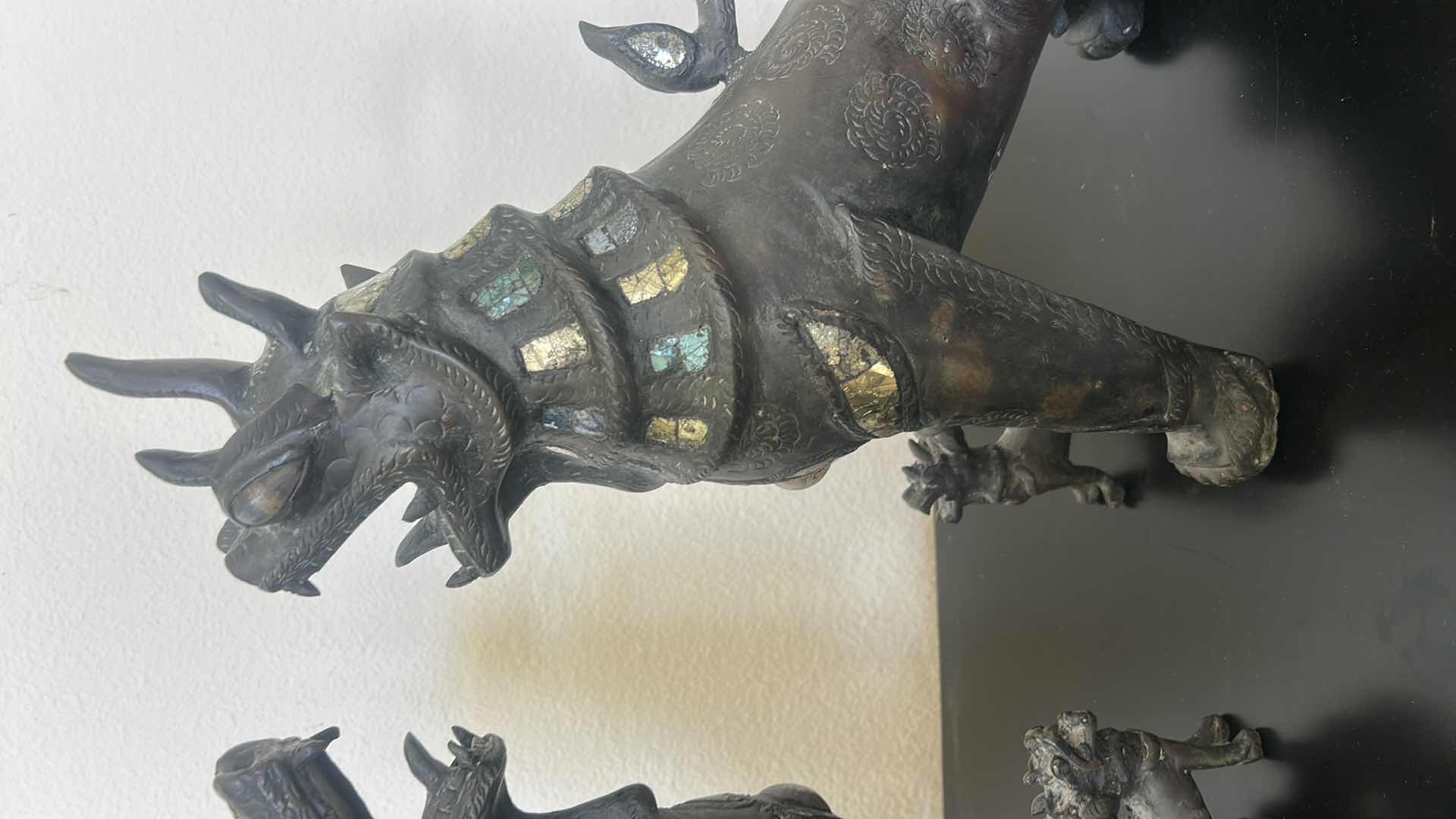 Photo 4 of BRONZE FOO DOG STATUES ($800-$1500) H16.5”