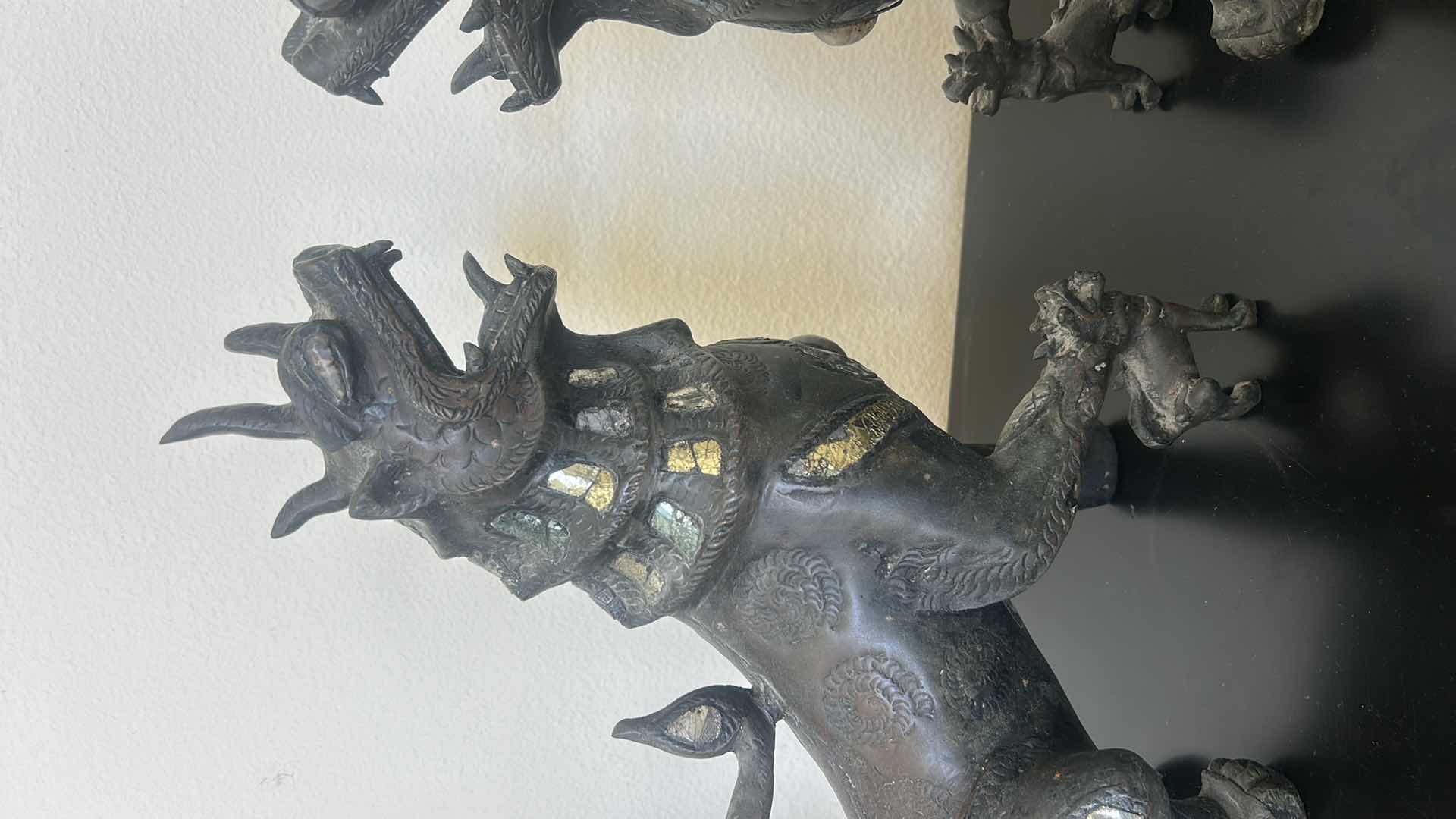 Photo 2 of BRONZE FOO DOG STATUES ($800-$1500) H16.5”
