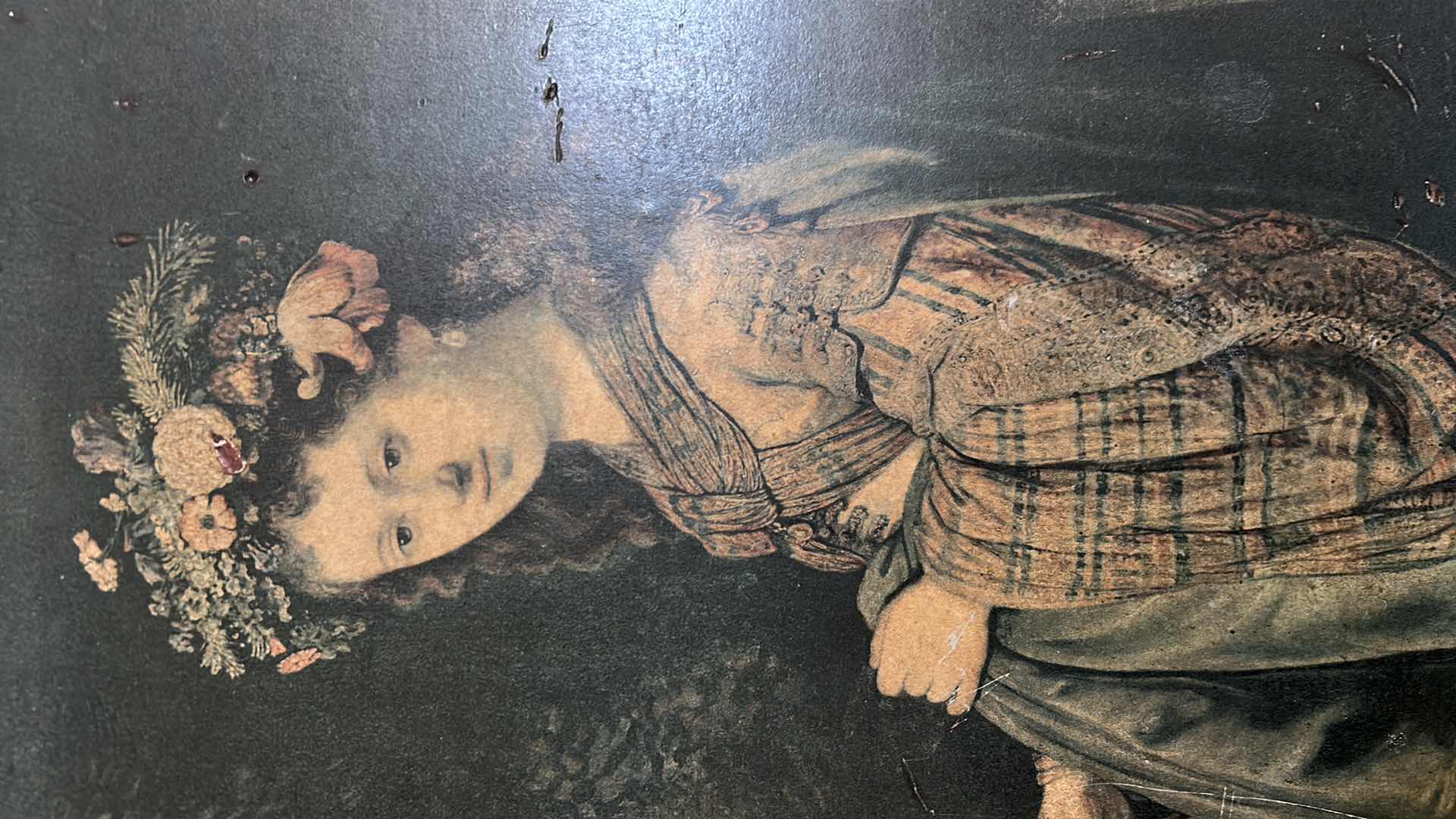 Photo 1 of "FLORA"  BY REMBRANDT ON WOOD 17" X 20" SOME DAMAGE SHOWN