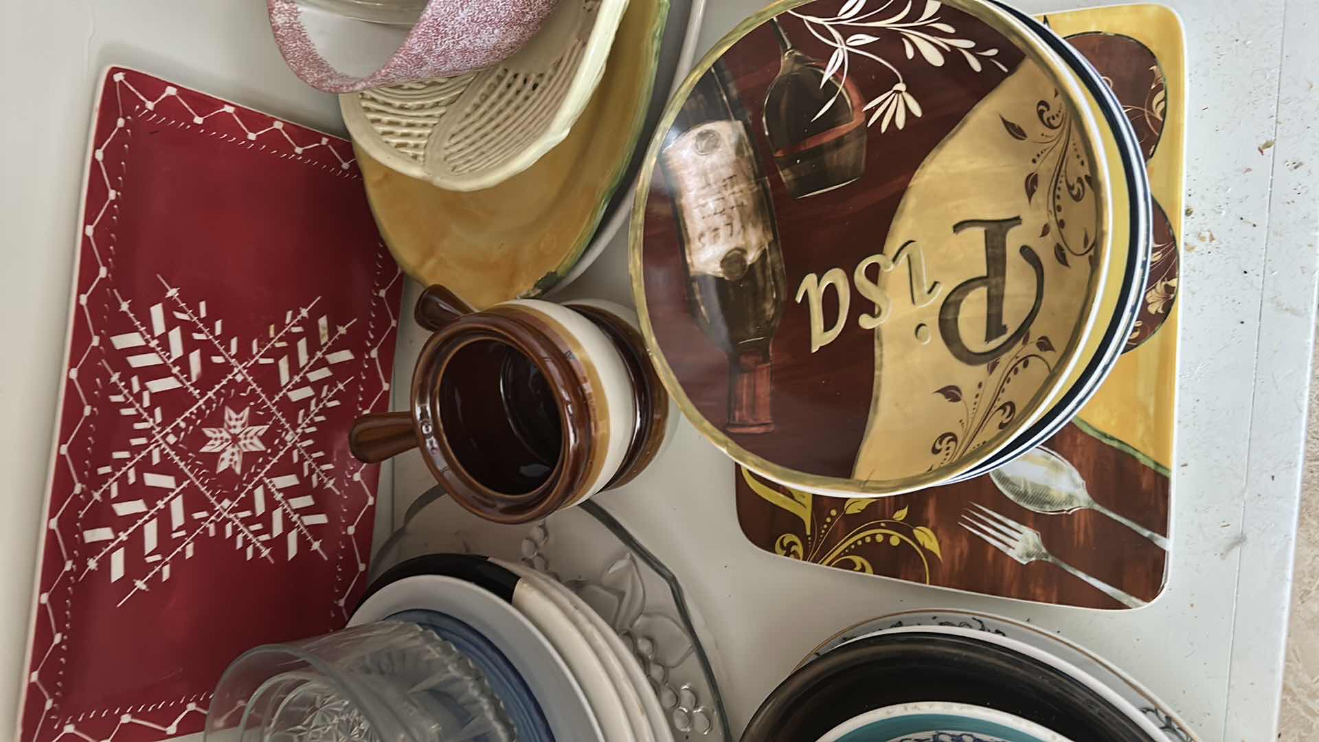 Photo 1 of CONTENTS OF CABINET ASSORTED PLATTERS DECORATIVE DISHES