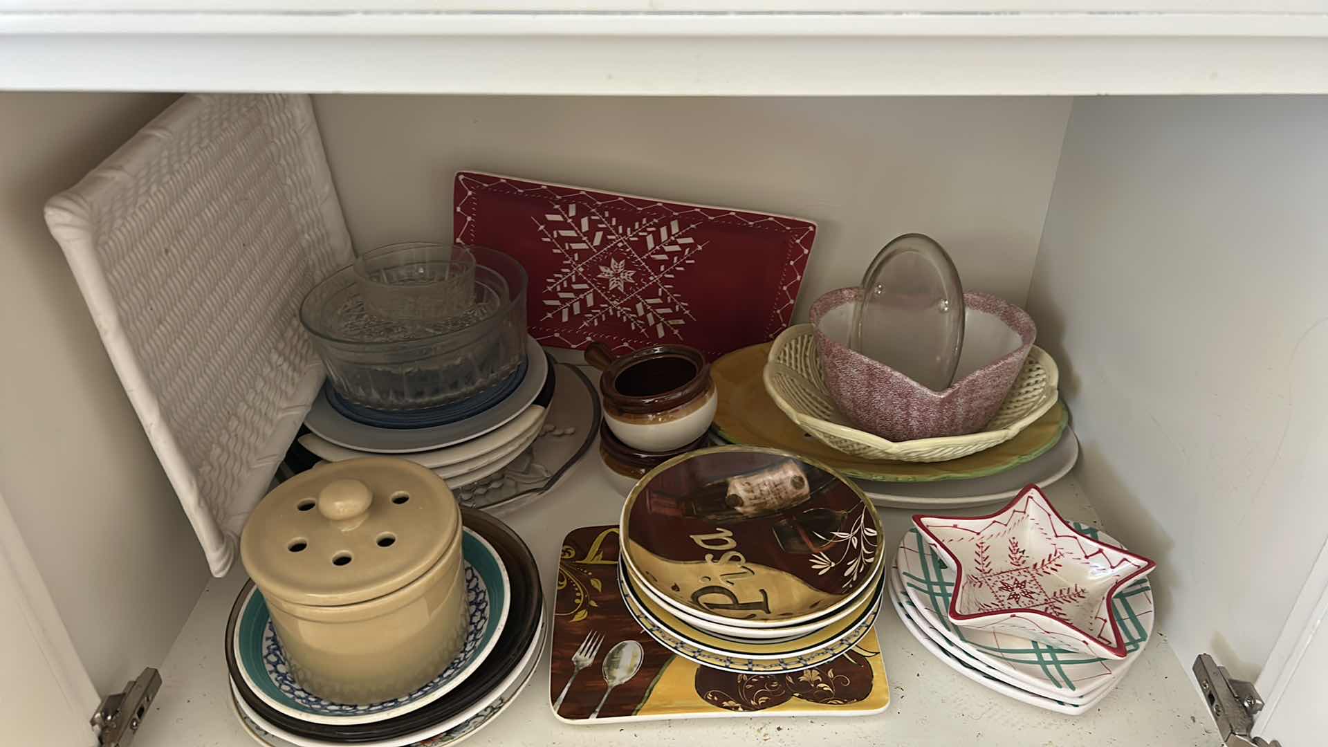Photo 1 of CONTENTS OF CABINET ASSORTED PLATTERS DECORATIVE DISHES