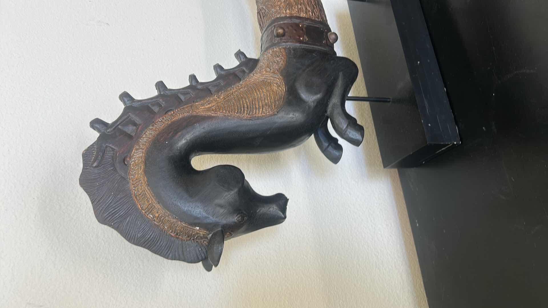 Photo 1 of ANTIQUE INDONESIAN SEAHORSE SCULPTURE FROM BALI 29 1/4” x H21 1/4” $225