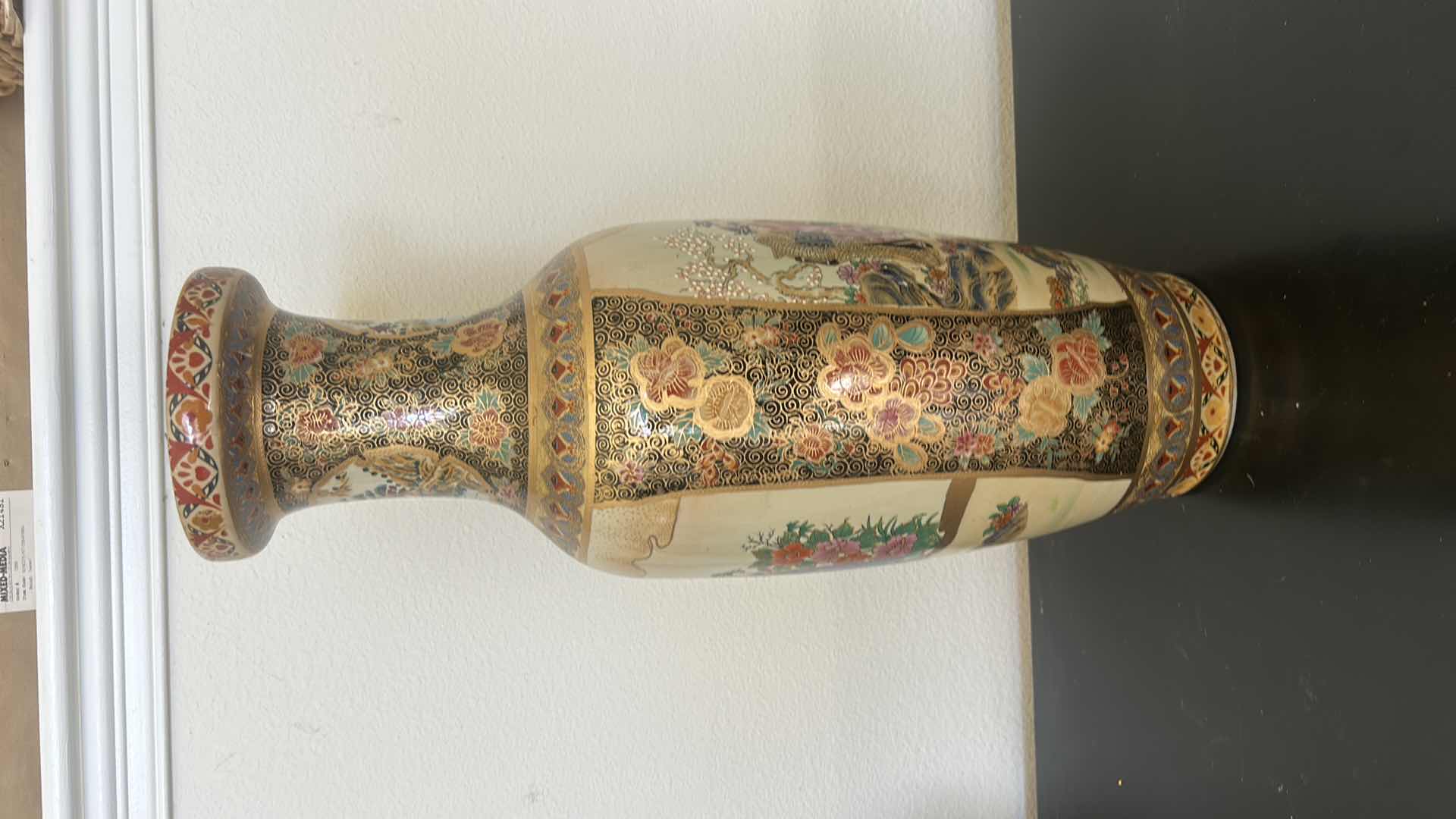 Photo 1 of MID 20th CENTURY SATSUMA VASE H24” $375