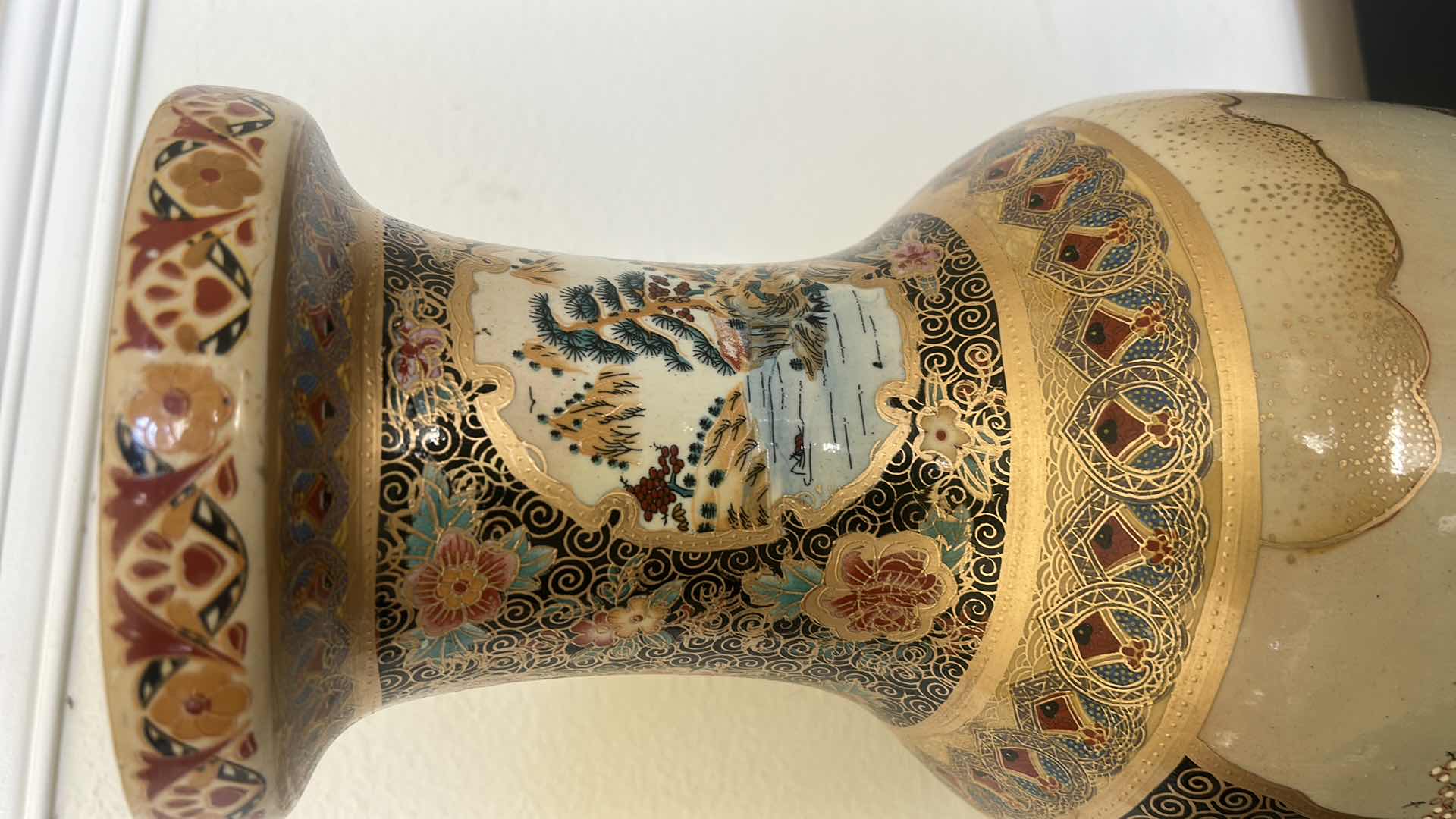 Photo 4 of MID 20th CENTURY SATSUMA VASE H24” $375