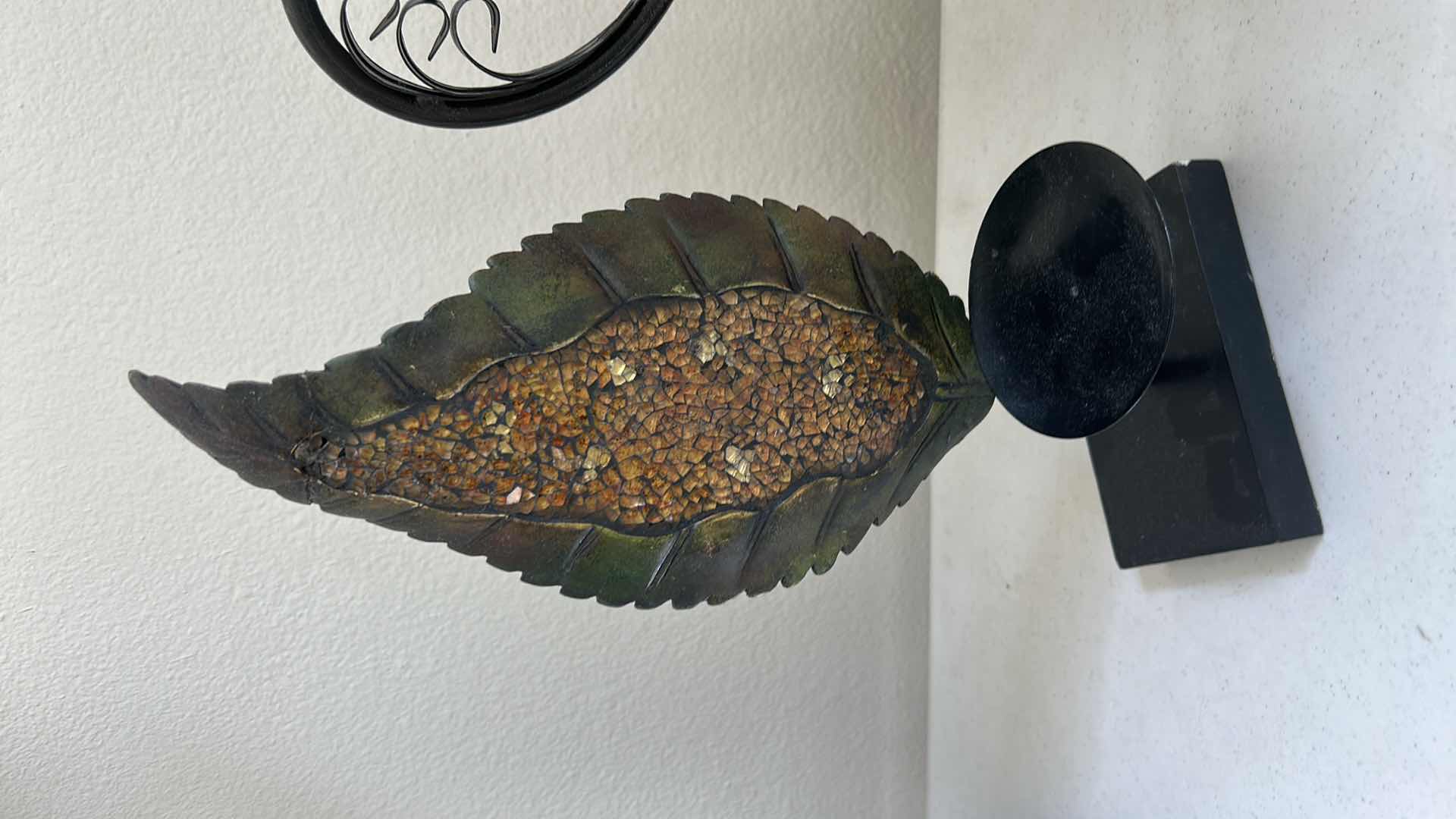 Photo 1 of 2 PC METAL AND WOOD HOME DECOR, CANDLE HOLDER H16”