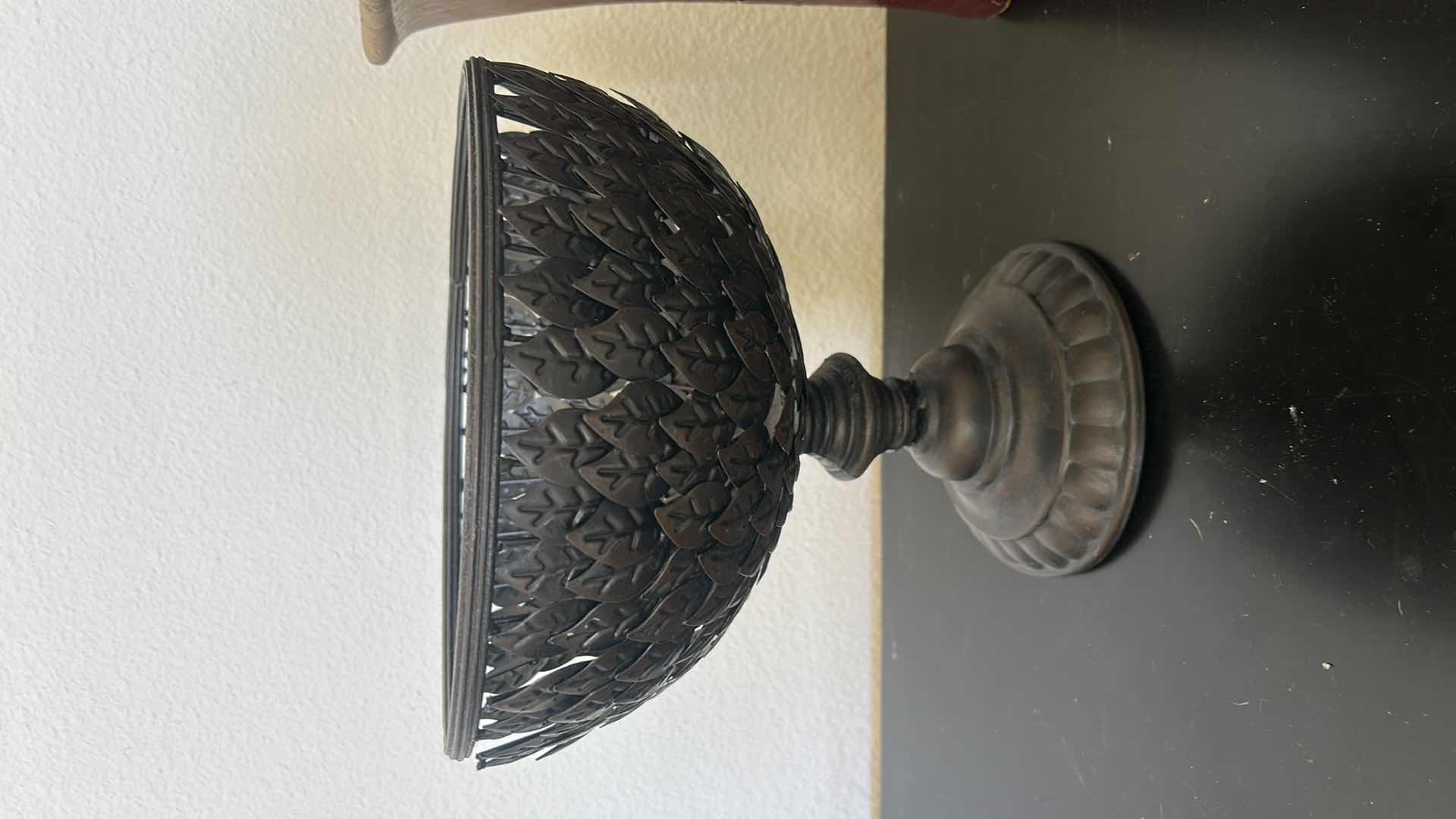 Photo 1 of 2 PC HOME DECOR- METAL BASKET AND GLAZED POTTERY VASE H12”