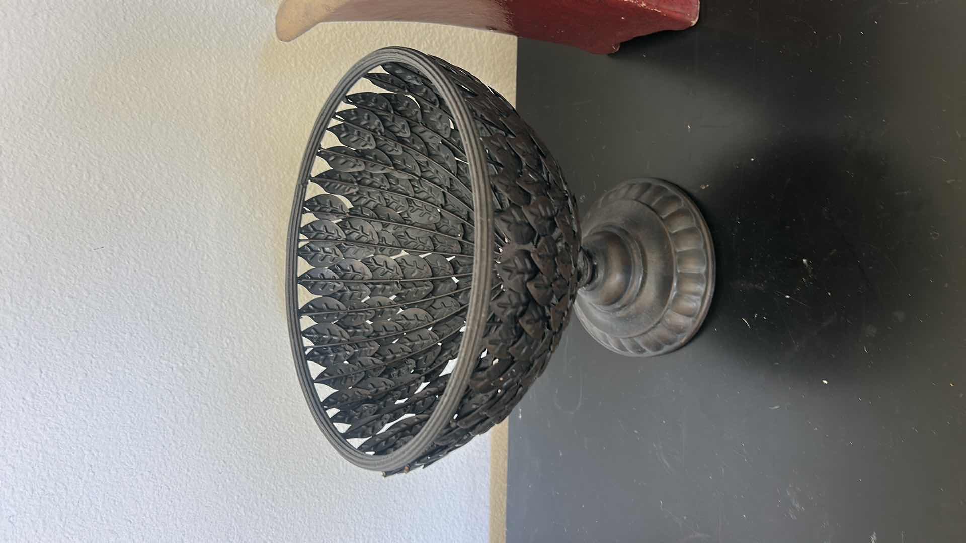 Photo 1 of 2 PC HOME DECOR- METAL BASKET AND GLAZED POTTERY VASE H12”