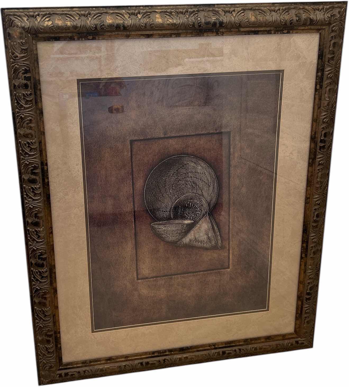 Photo 1 of FRAMED SOUTH WESTERN STYLE POTTERY ARTWORK 38” X H 47