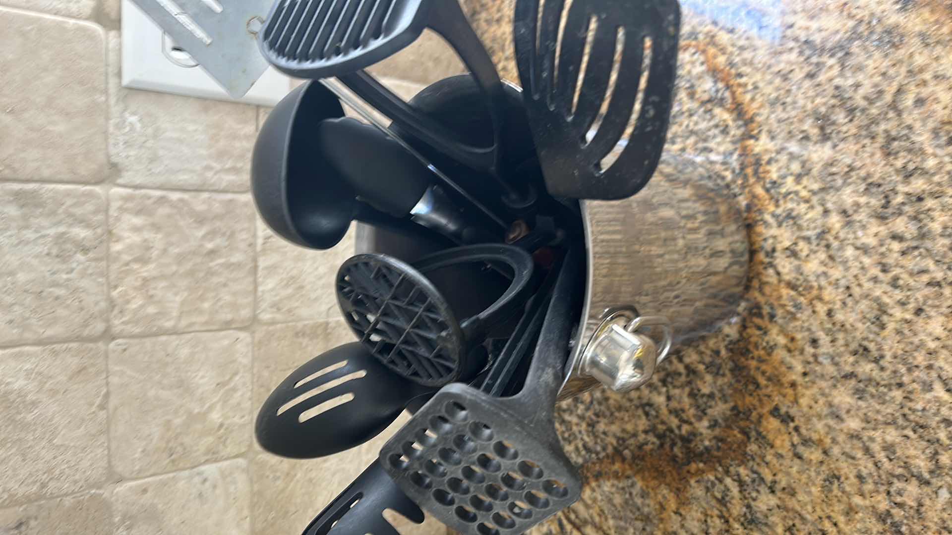 Photo 1 of ICE BUCKET W ASSORTED COOKING UTENSILS