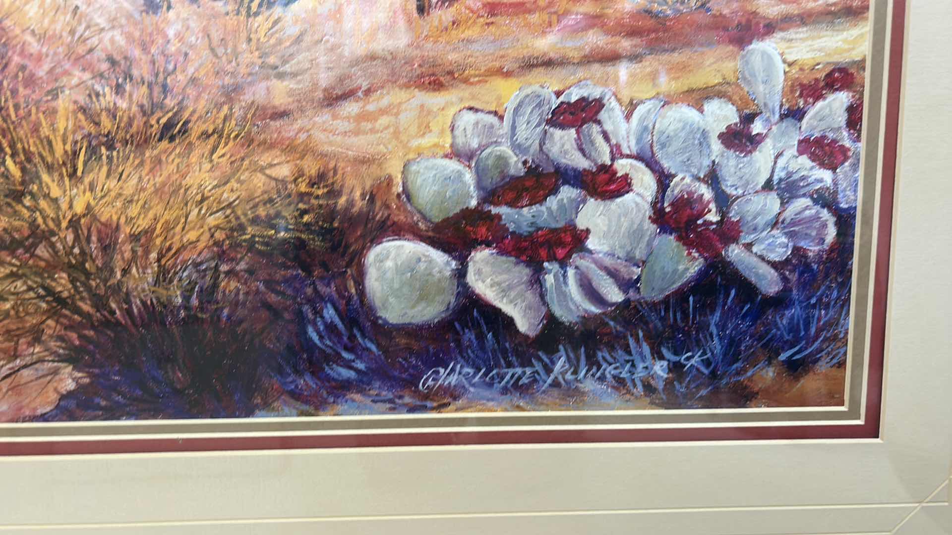 Photo 1 of FRAMED SIGNED PAINTING TITLED “GOLDEN UOUR OF THE SUPERSTITIONS” OR “ SUPERSTITION MOUNTAIN” by artist Charlotte Klingler.  41 1/2“ x H36“