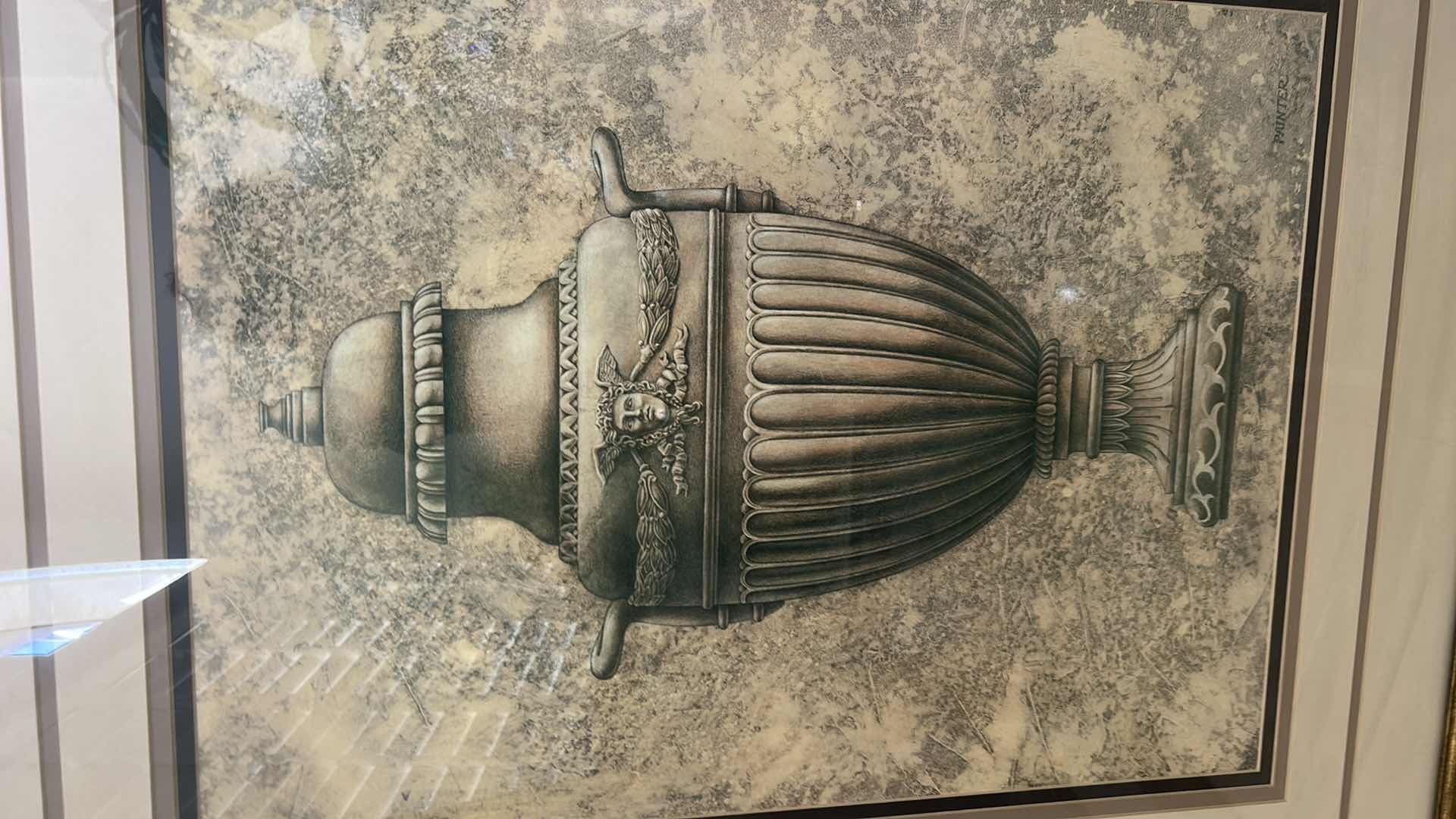 Photo 1 of FRAMED ARTWORK TITLED “CLASSICAL URN SERIES 1-B BY WM RANDAL PAINTER . 34 1/2” x H41”
