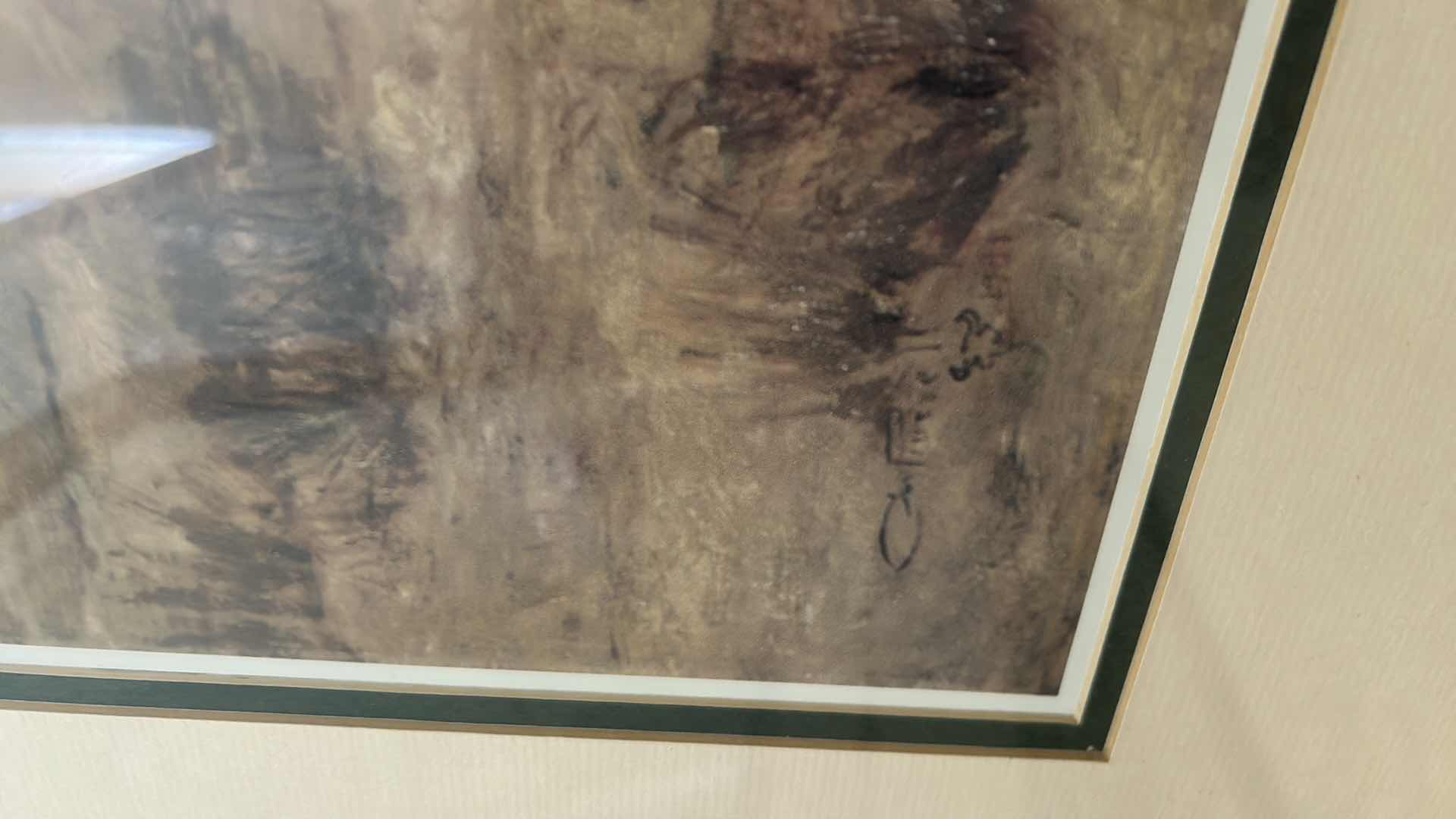 Photo 1 of FRAMED PRINT OF “THE STRENUOUS LIFE” BY CHARLES MARION RUSSELL 
35” x  H27 1/2” DAMAGE SHOWN