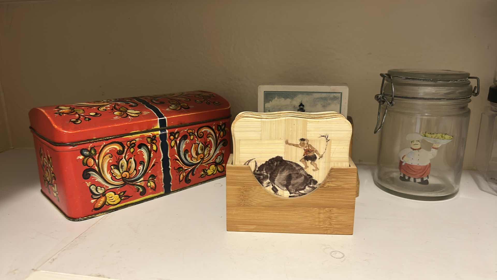 Photo 1 of CONTENTS OF SHELF WOOD LAZY SUSAN SALT PEPPER