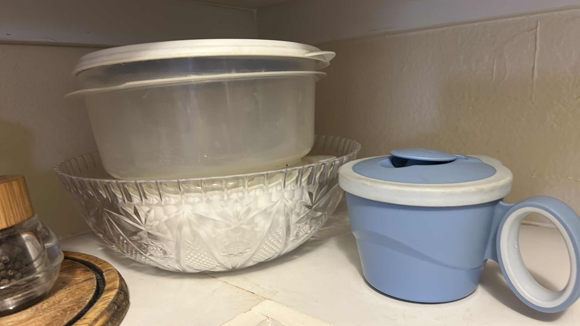 Photo 1 of CONTENTS OF SHELF WOOD LAZY SUSAN SALT PEPPER