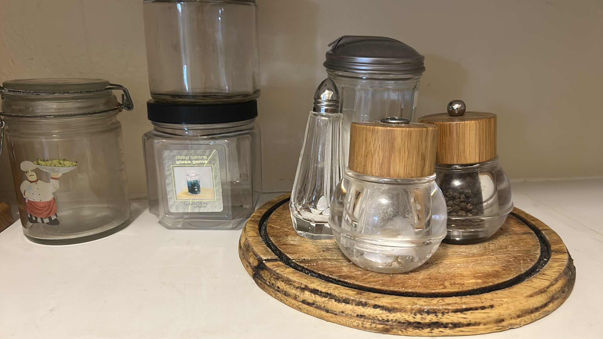 Photo 1 of CONTENTS OF SHELF WOOD LAZY SUSAN SALT PEPPER