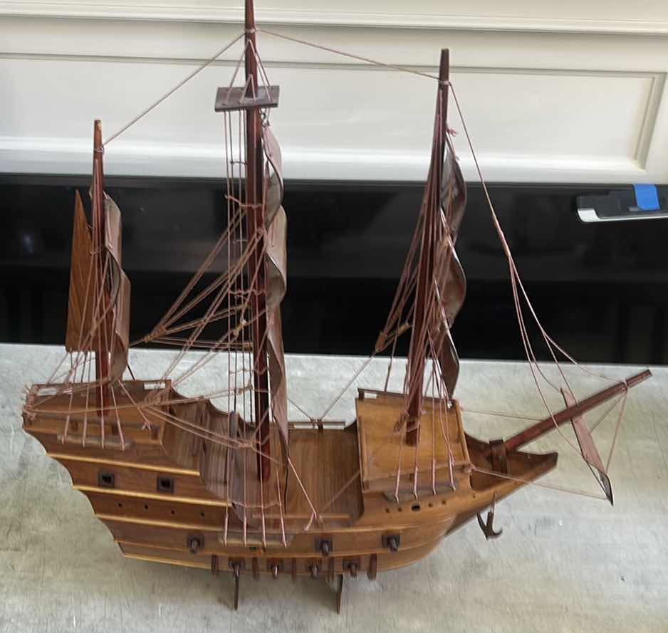 Photo 4 of 2 WOODEN GALLEON  SHIPS (LARGEST 27” X H28”)