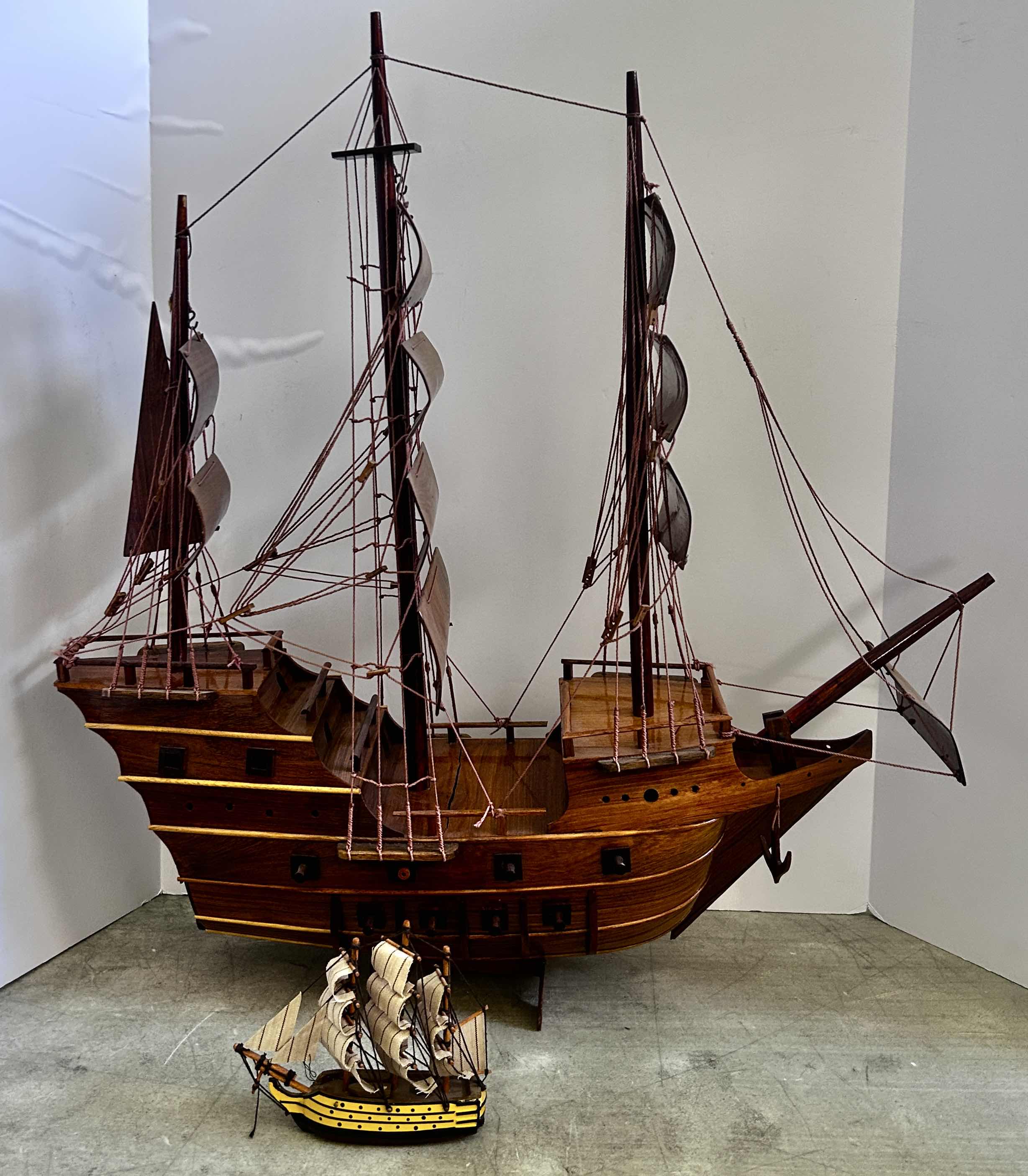 Photo 1 of 2 WOODEN GALLEON  SHIPS (LARGEST 27” X H28”)