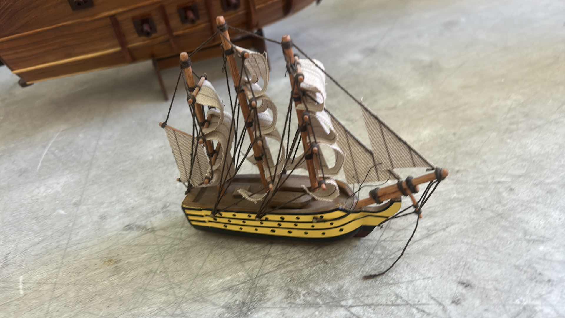 Photo 3 of 2 WOODEN GALLEON  SHIPS (LARGEST 27” X H28”)