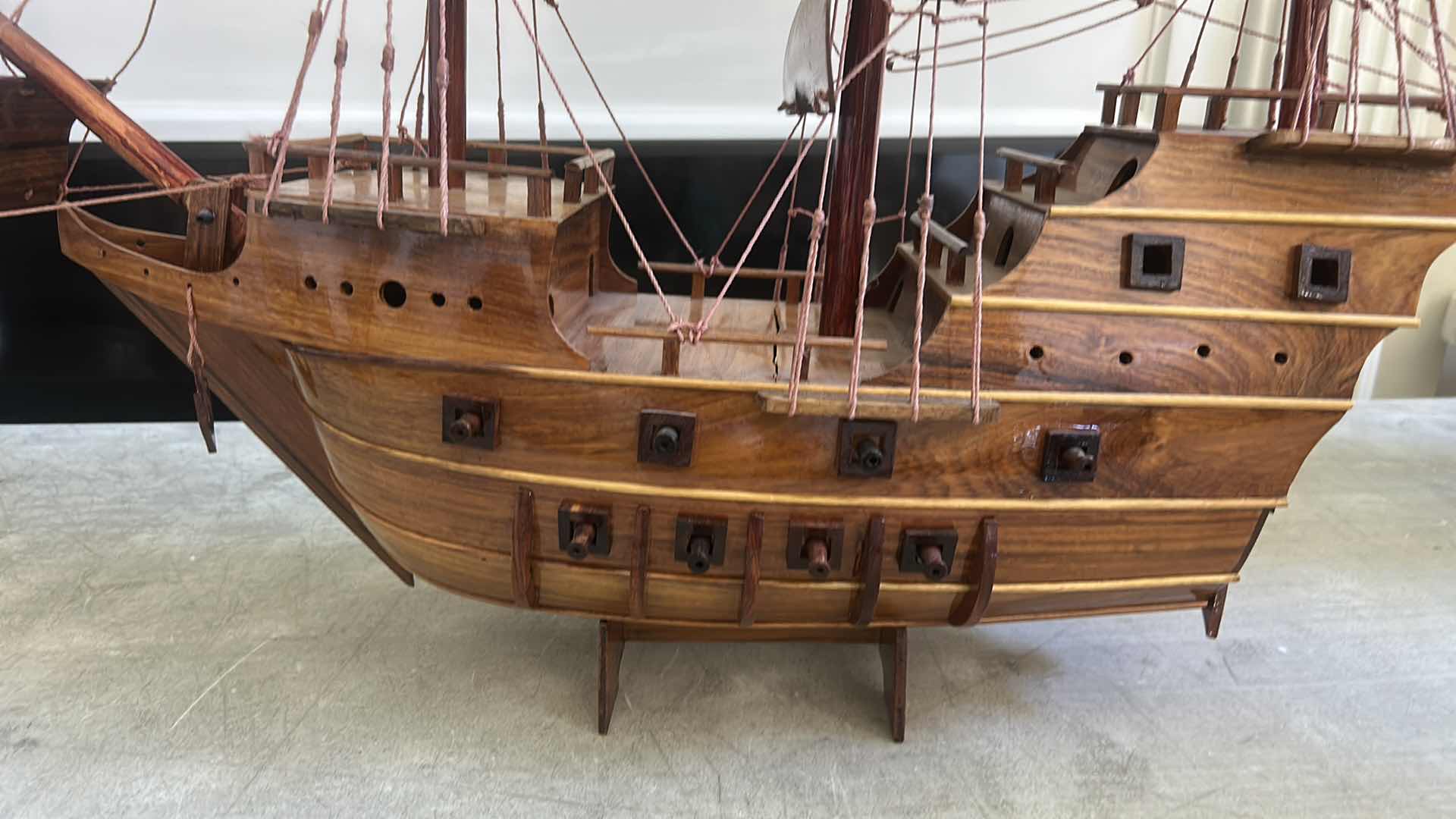 Photo 8 of 2 WOODEN GALLEON  SHIPS (LARGEST 27” X H28”)