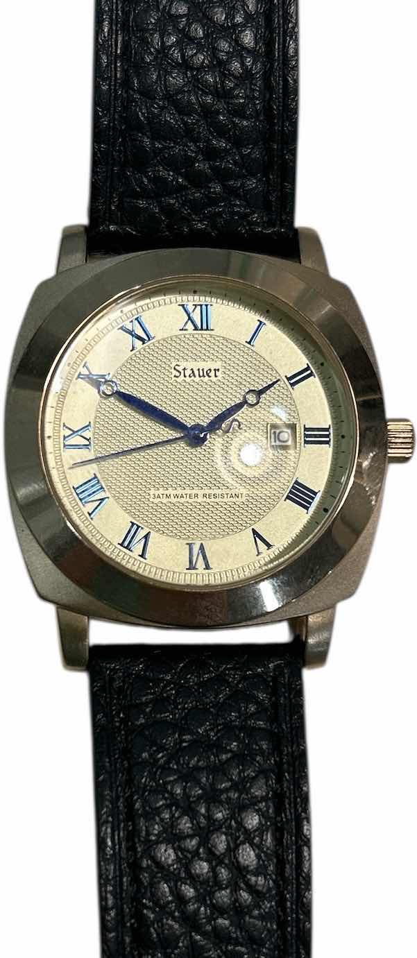 Photo 1 of STAUER MENS WATCH WITH BLACK LEATHER BAND