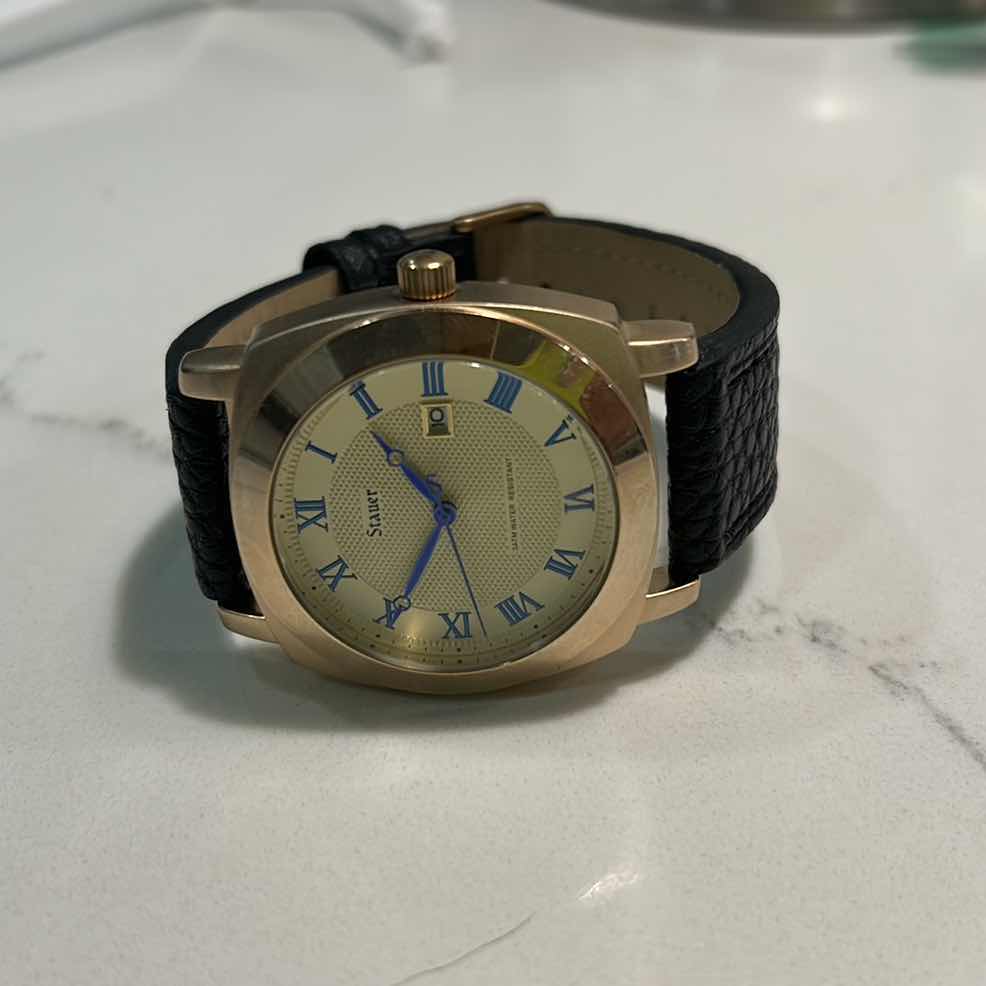 Photo 1 of STAUER MENS WATCH WITH BLACK LEATHER BAND