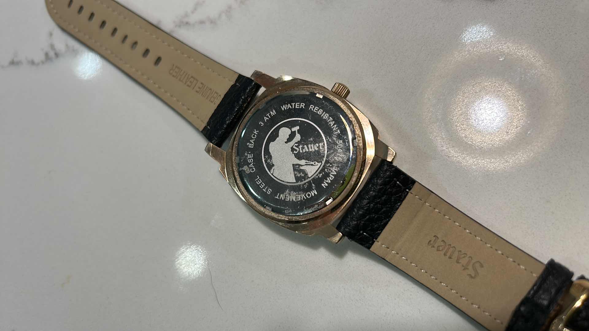 Photo 1 of STAUER MENS WATCH WITH BLACK LEATHER BAND