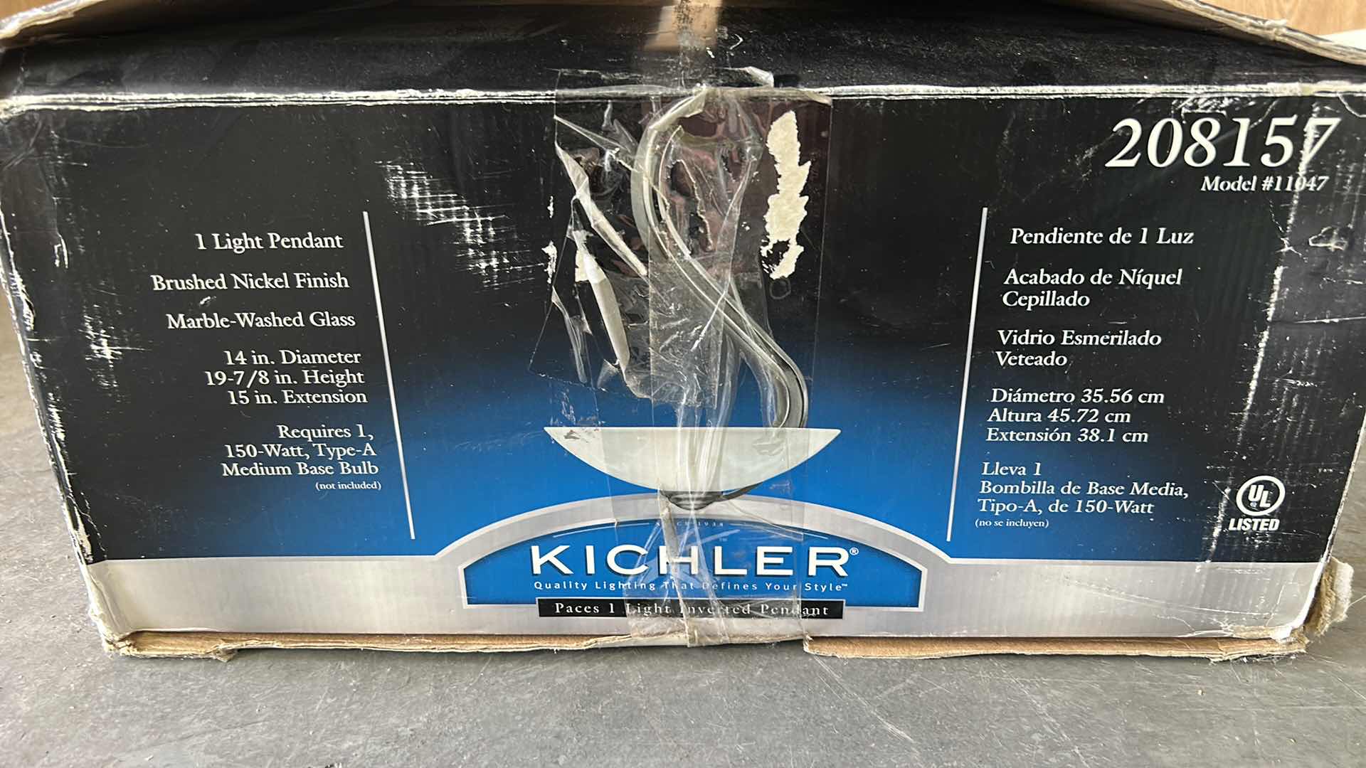 Photo 1 of KICHLER BRUSHED NICKEL PENDANT LIGHT FIXTURE