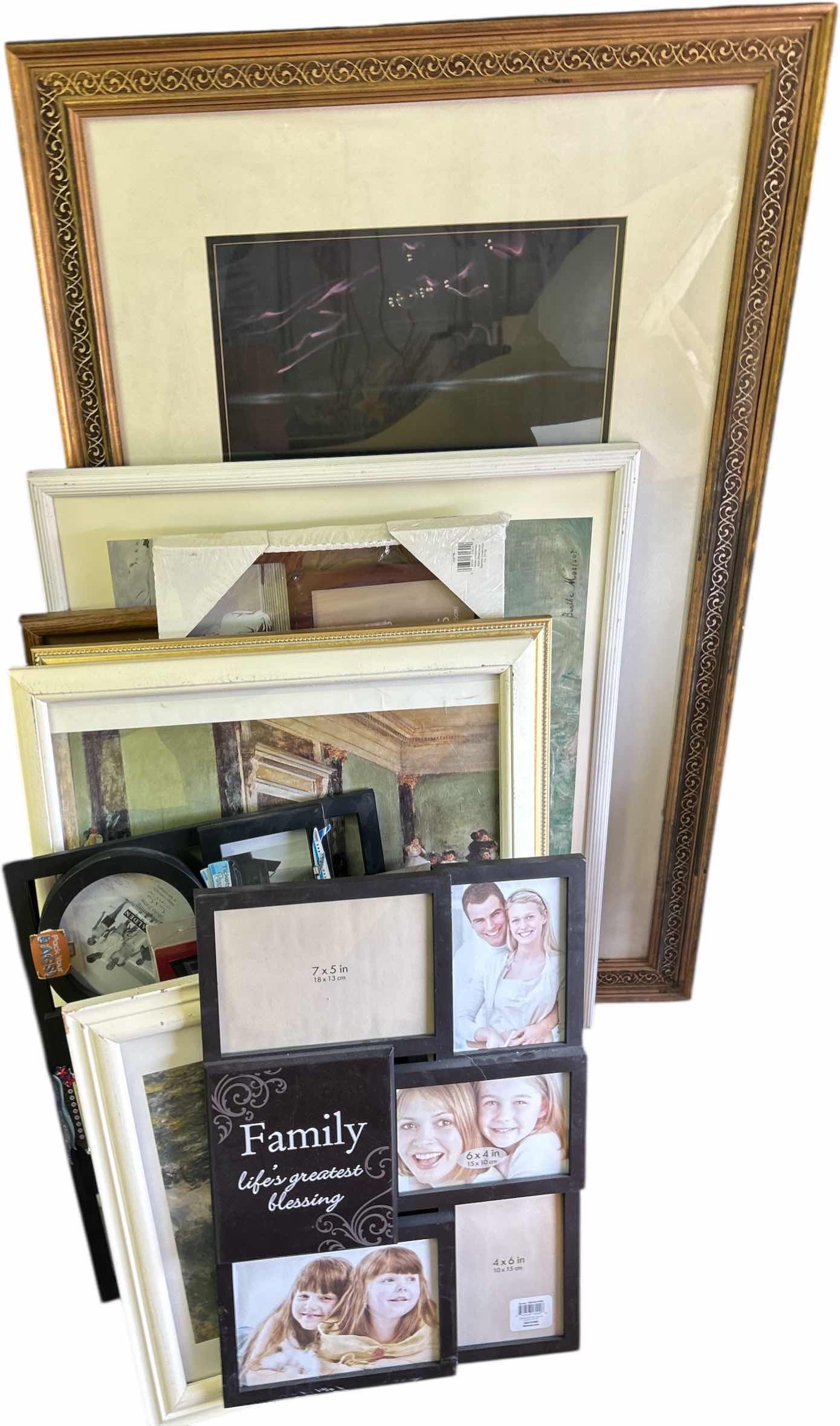Photo 1 of STACK OF ARTWORK AND FRAMES ( LARGEST 27 x H37.5”)
