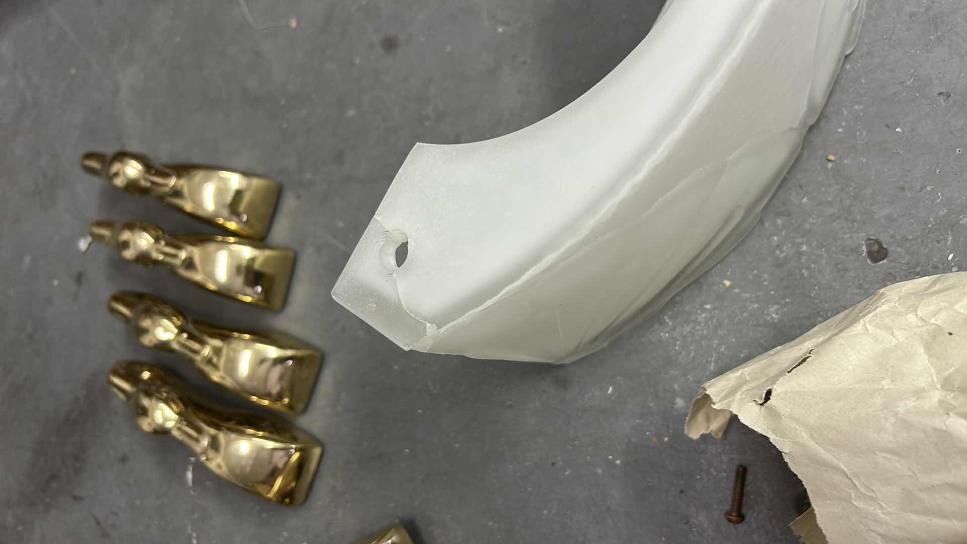 Photo 1 of 8  GLASS FIXTURES (POSSIBLY WALL SCONCES)  10” X  H 5” WITH BRASS DUCKS