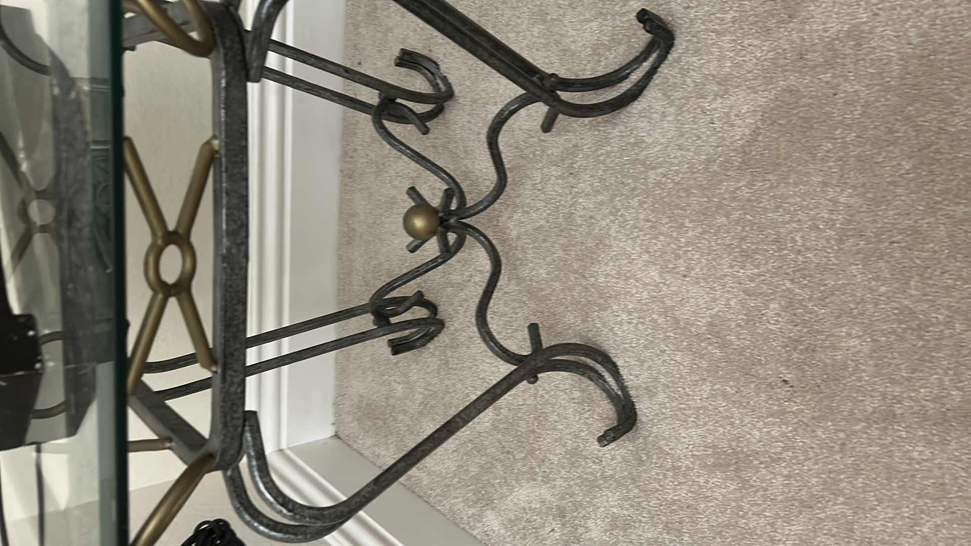 Photo 1 of METAL BASE GLASS TOP END TABLE W TABLE LAMP 23" X 22" H 20"