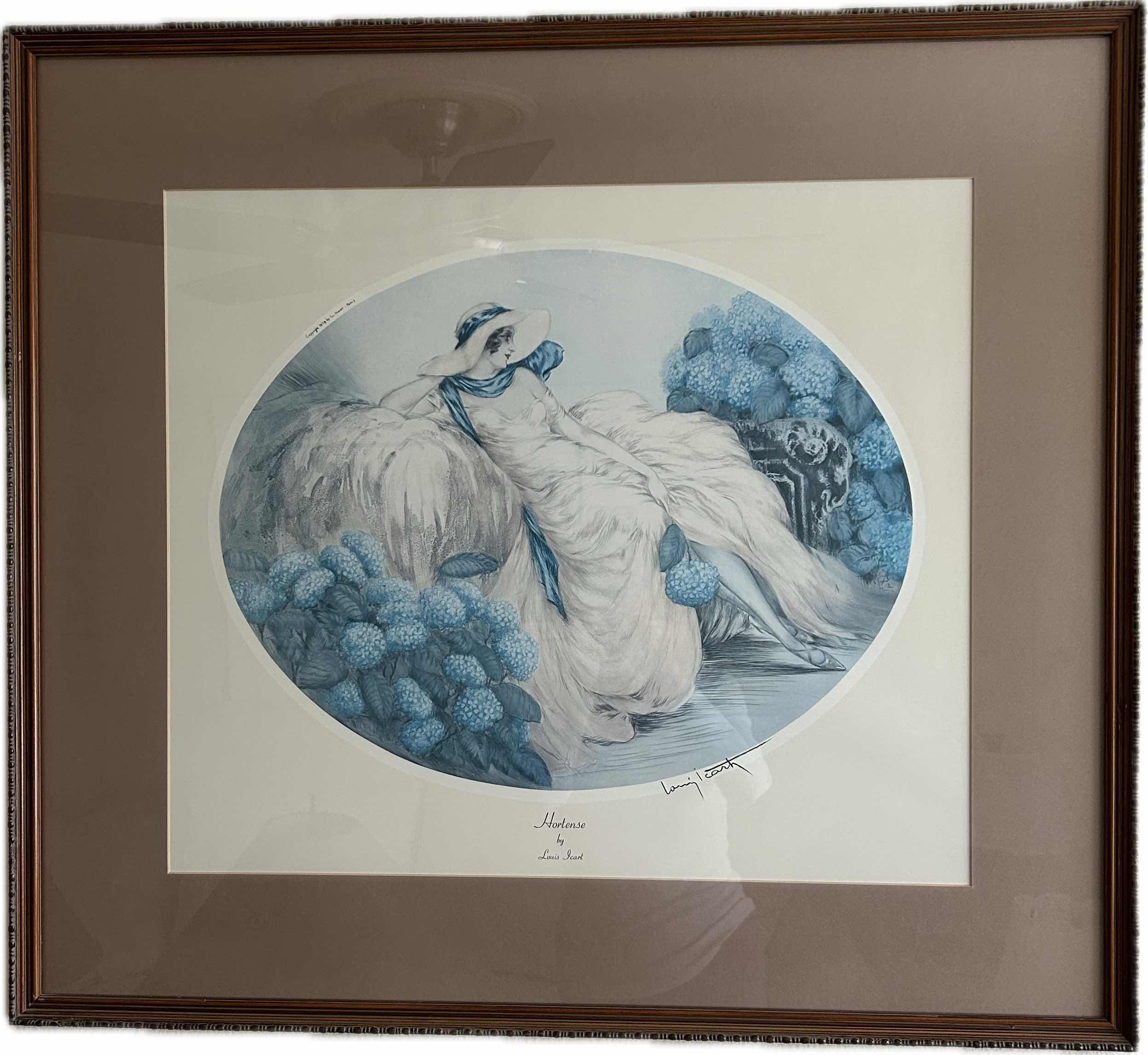 Photo 1 of BROWN FRAMED ART PRINT "HORTENSE" BY LOUIS ICART 34"X 30"