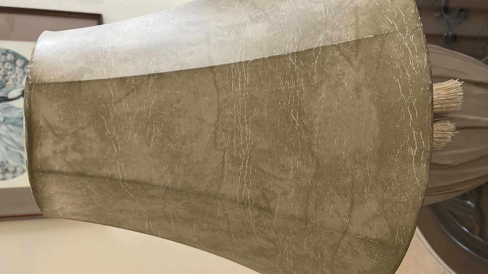 Photo 3 of BEIGE RESIN BASE TABLE LAMP W TEXTURED SHADE H30"