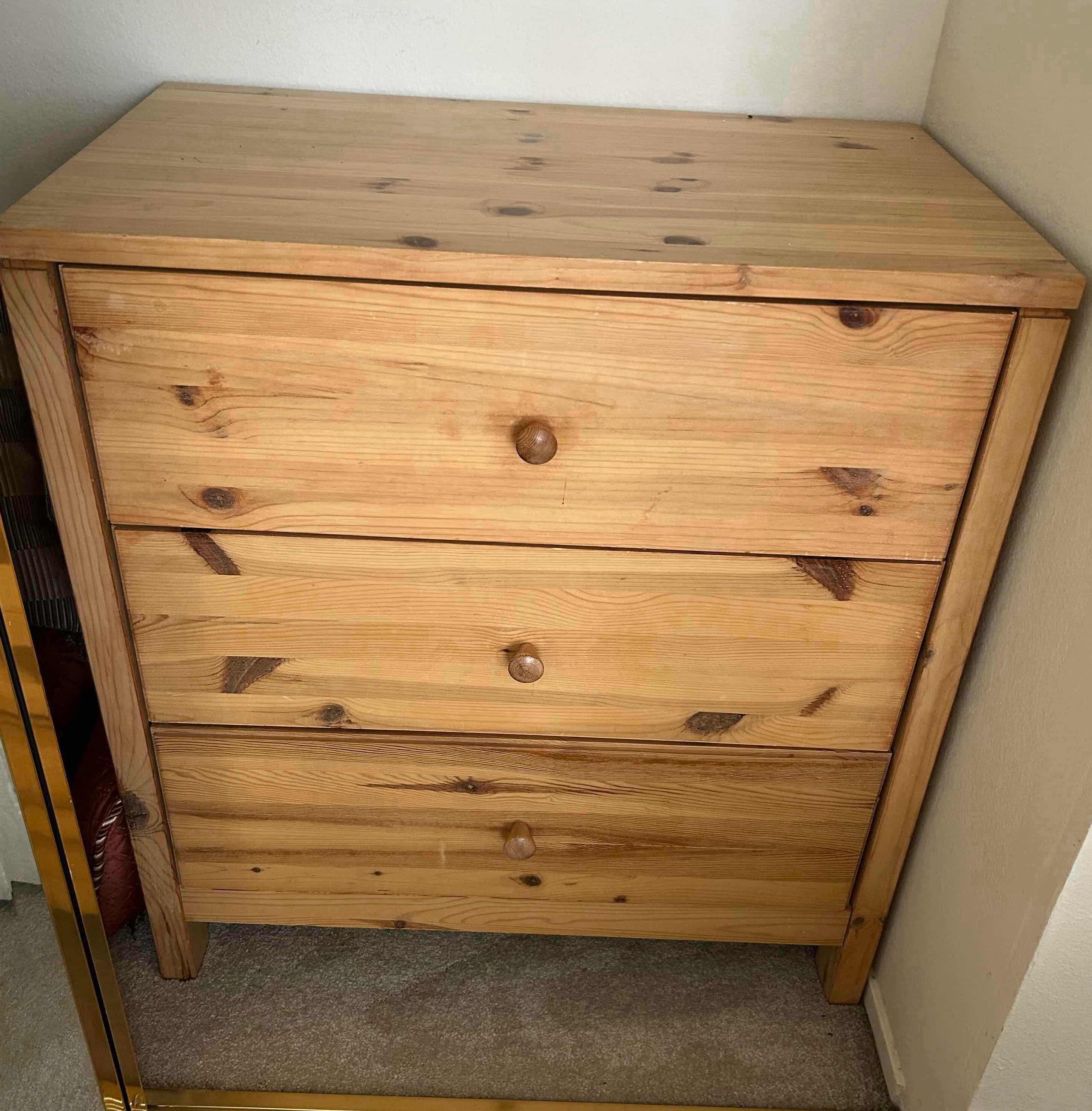 Photo 1 of SOLID PINE SCANDINAVIAN DESIGN  3 DRAWER CHEST 30" X 19" H 32" 