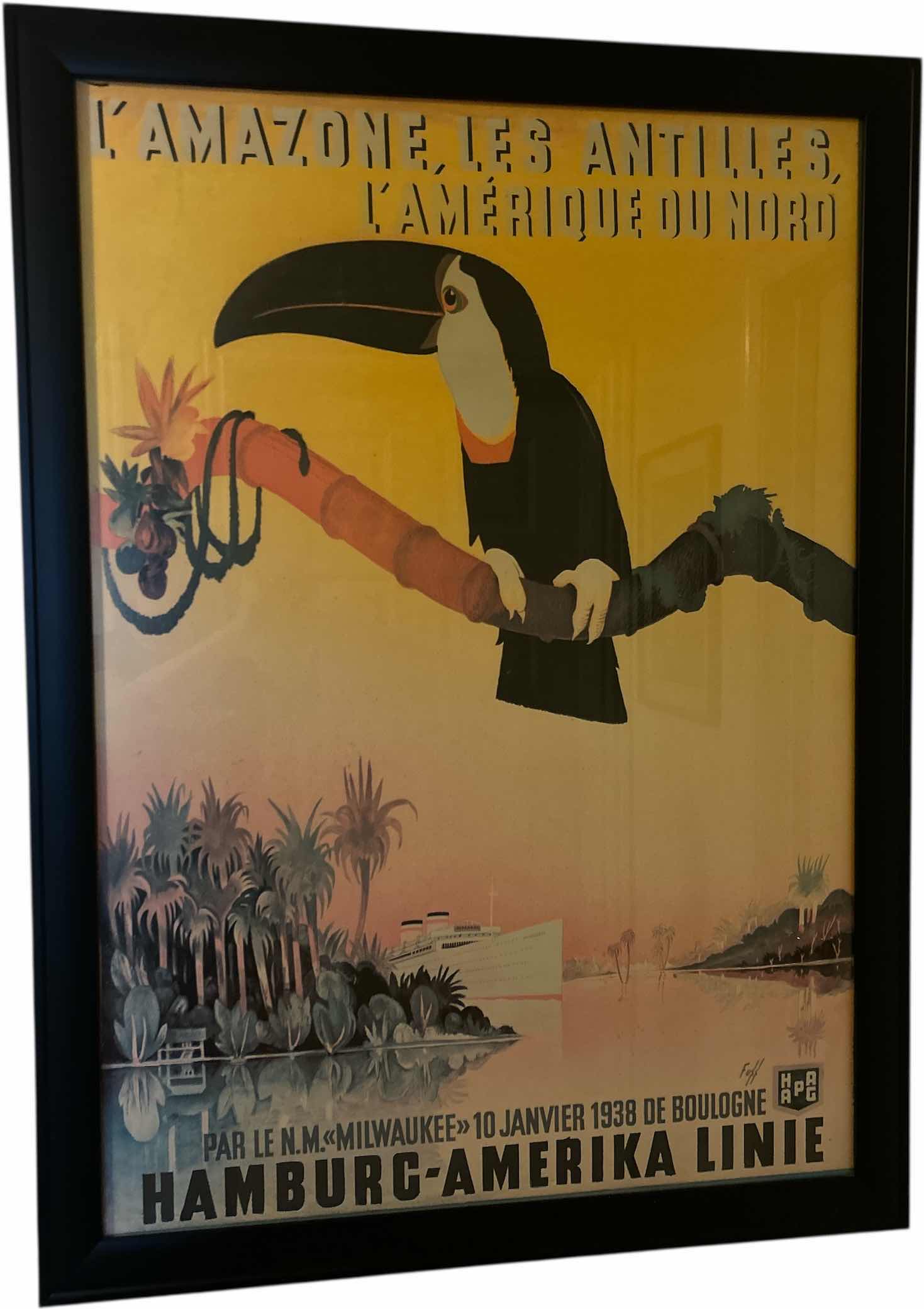 Photo 1 of BLACK FRAMED TOUCAN AND CRUISE SHIP ARTWORK 30“ x H41“