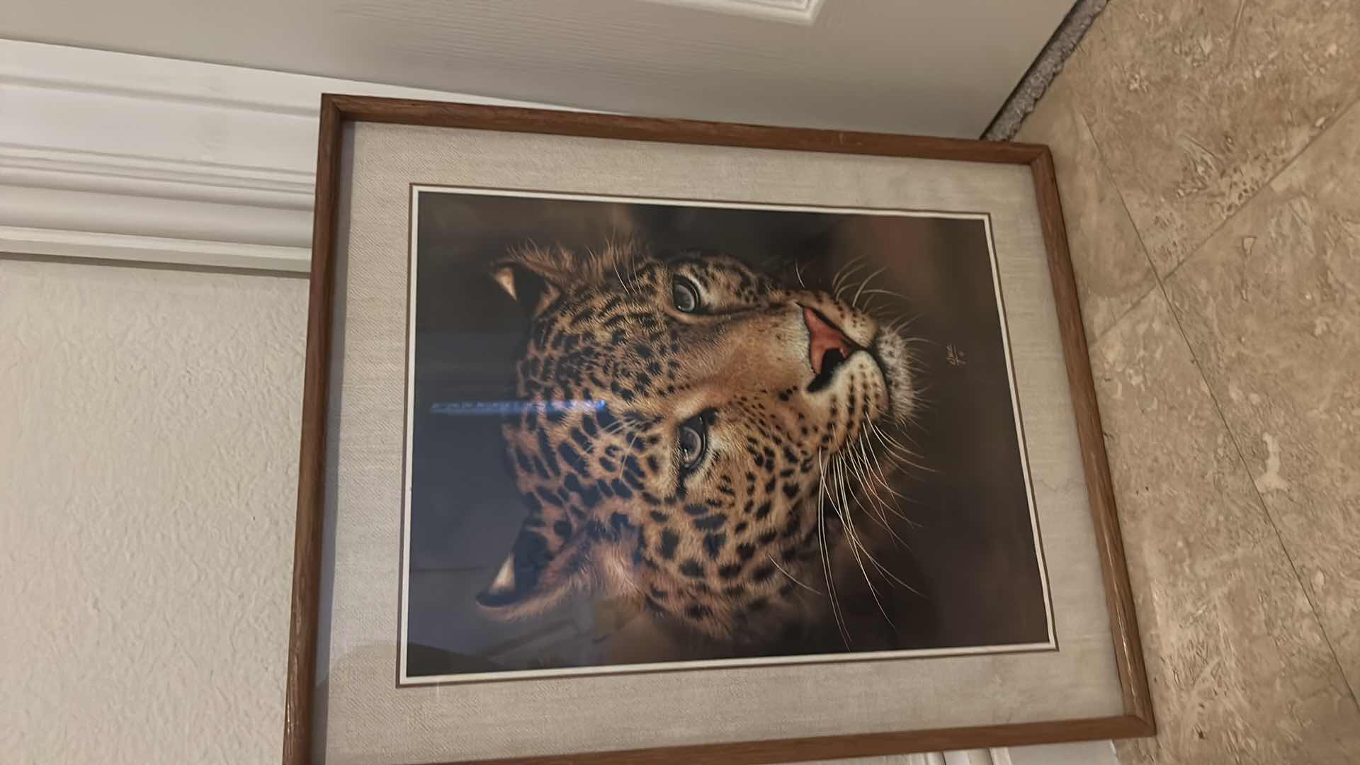 Photo 1 of FRAMED LEOPARD ARTWORK  16 1/2“ x H20“AND STUFFED ANIMAL
