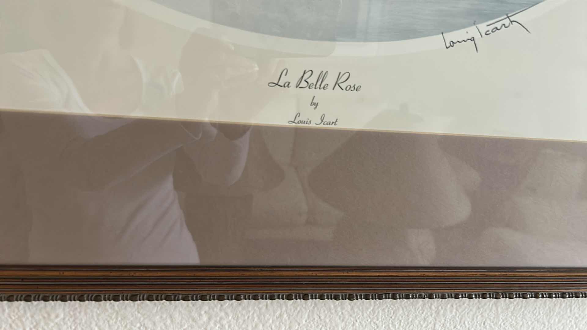 Photo 1 of BROWN FRAMED PRINT OF "LA BELLE ROSE" BY LOUIS ICART 33" X 30"