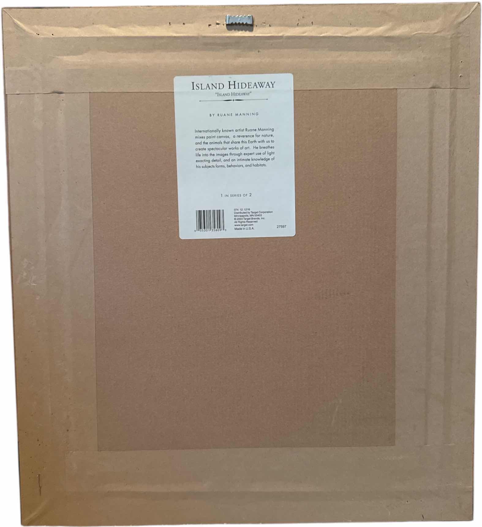 Photo 1 of 3- VINTAGE WOOD FRAMED PRINT ART FEATURING PALM TREES AND CAMEL 
W19” X L17” AND SMALLER

