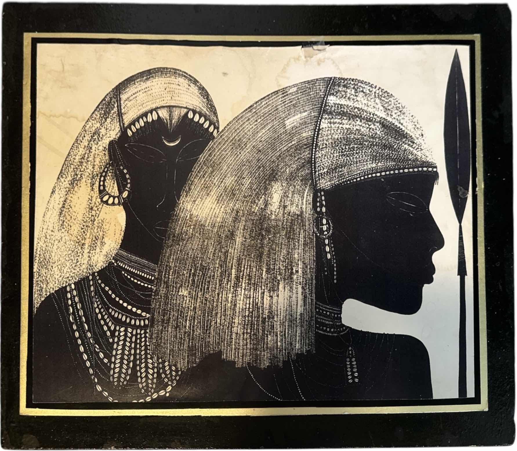 Photo 3 of 3- VINTAGE WOODEN FRAMED AFRICAN ARTWORK

W12” X L24”
AND SMALLER