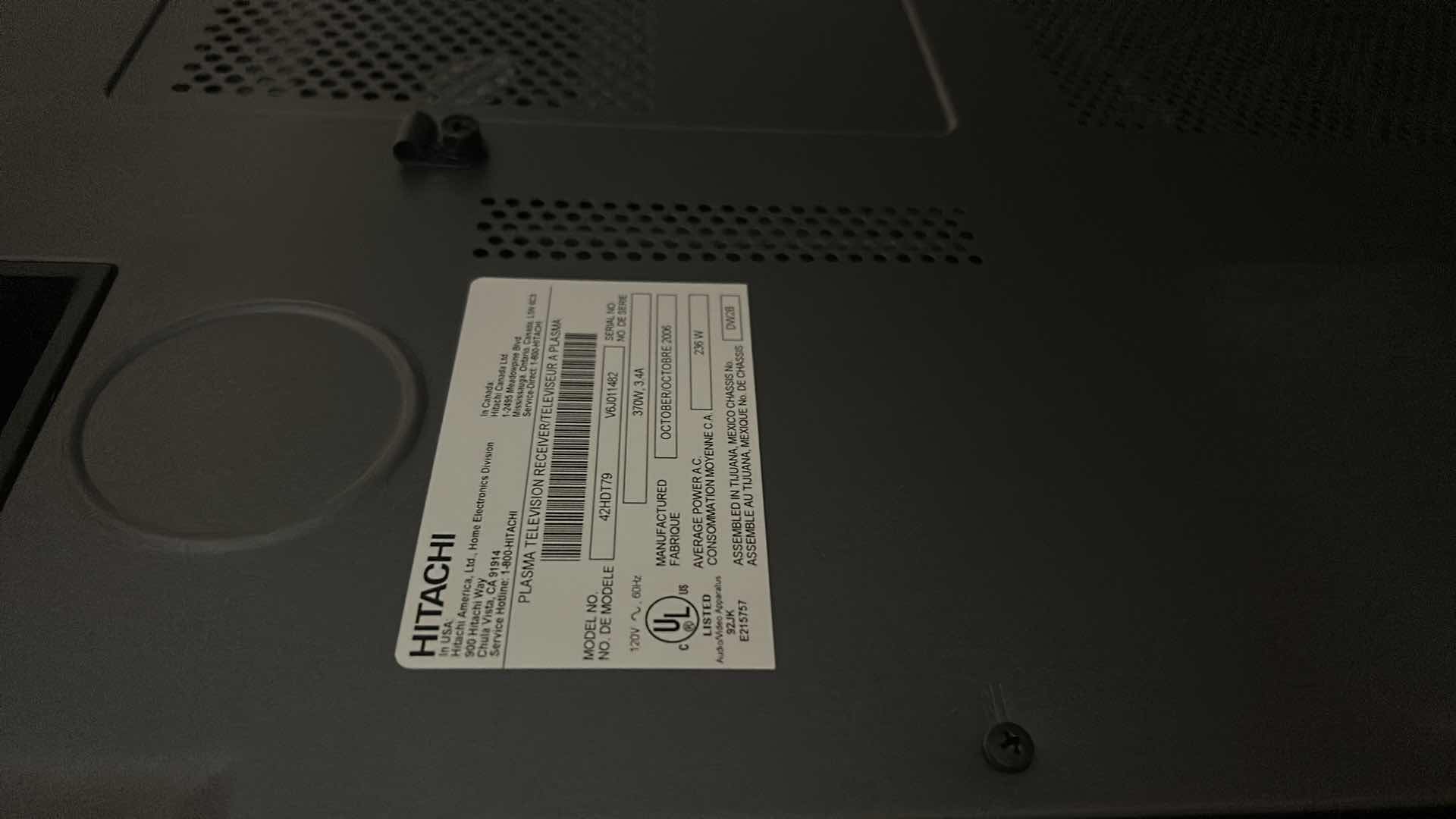 Photo 1 of 45” HITACHI TV WITH REMOTE