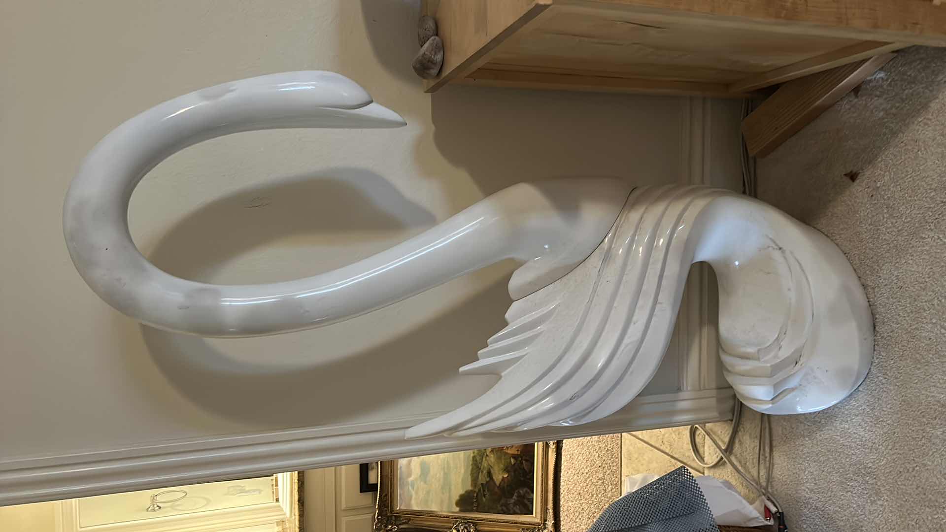 Photo 1 of H51” MID-CENTURY FIBERGLASS SWAN SCULPTURE