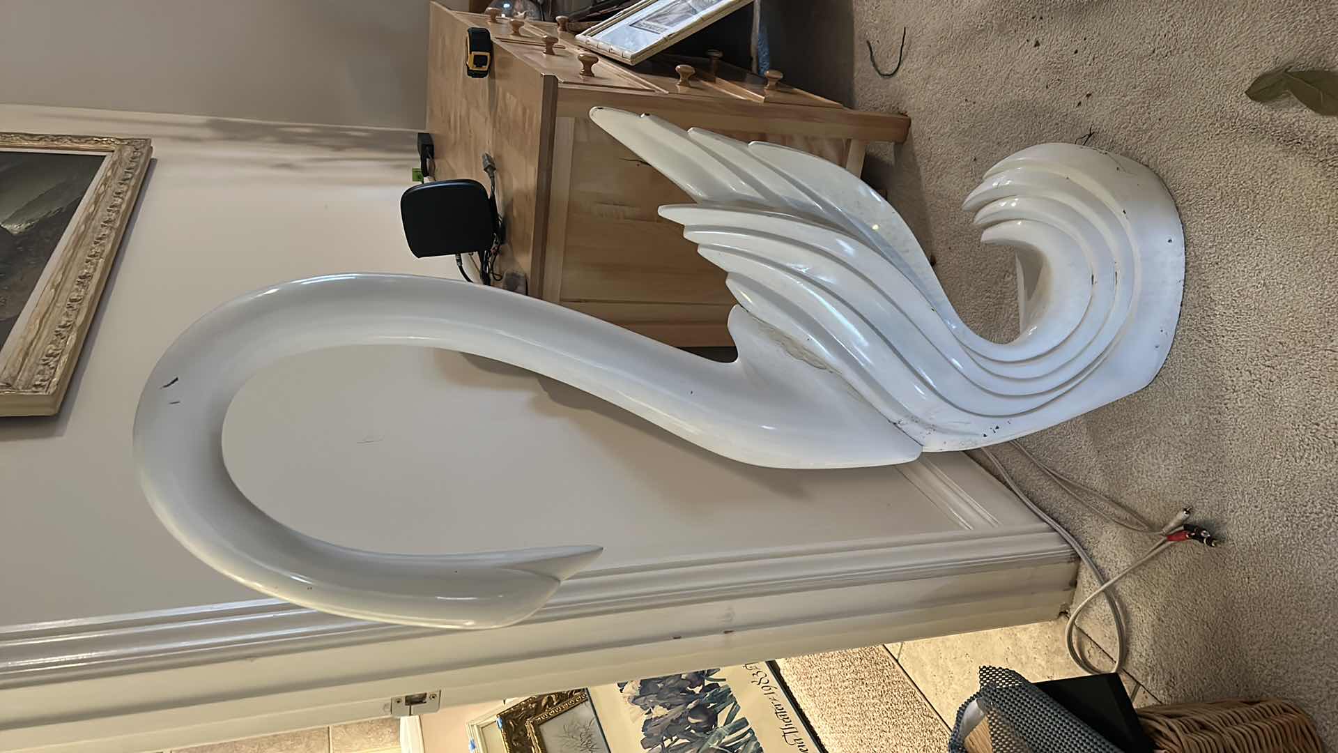 Photo 3 of H51” MID-CENTURY FIBERGLASS SWAN SCULPTURE