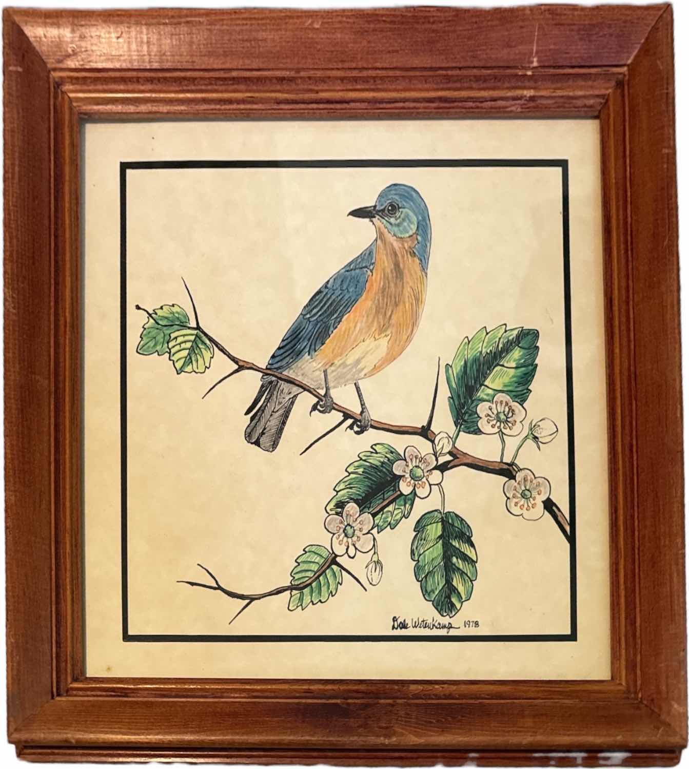 Photo 1 of 3- VINTAGE WOOD FRAMED ARTWORK FEATURING BIRDS
W14” X L17” 
AND SMALLER