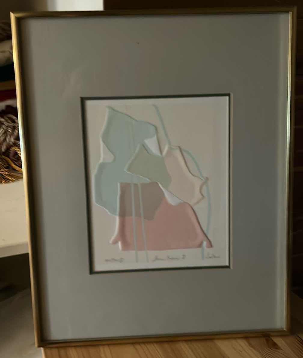 Photo 1 of GOLD FRAMED, NUMBERED AND SIGNED, “TORN PAPER” ARTWORK 16” x H20”