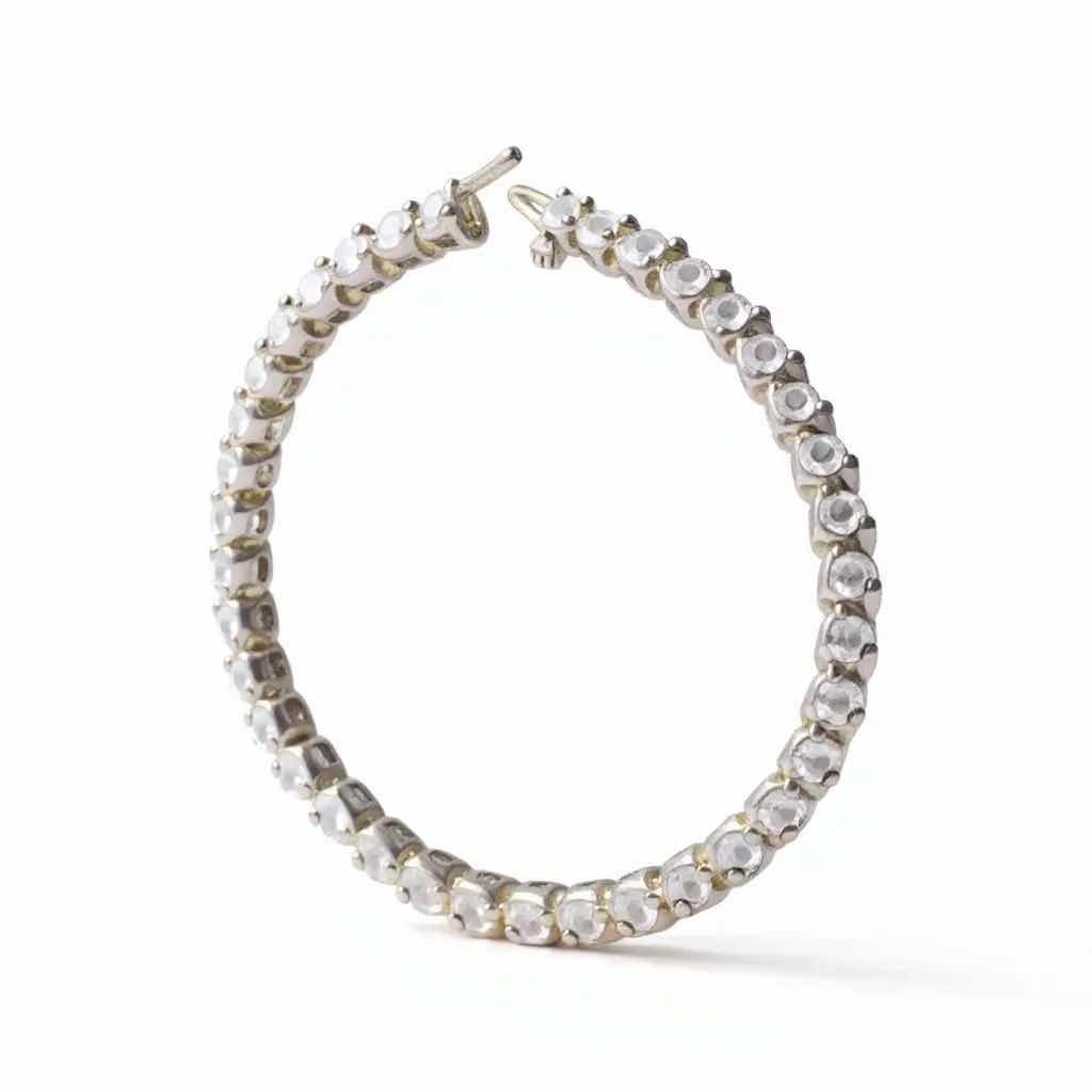 Photo 1 of 18K WHITE GOLD W 4.00 ctw DIAMOND 7" LONG BRACELET TTL GRAMS 13.66 W INSURANCE APPRAISAL ITEM #2014 