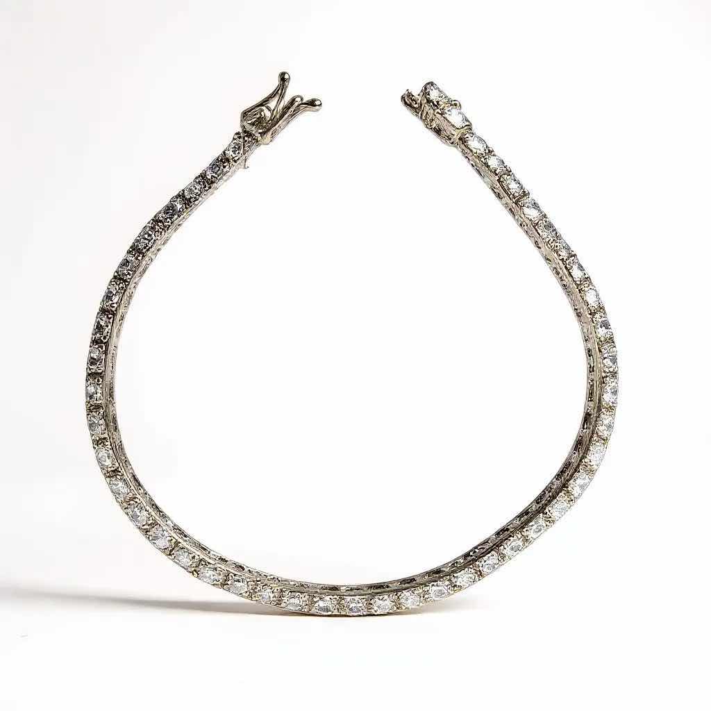 Photo 1 of 14K WHITE GOLD W 2.00 ctw DIAMOND 7" LONG BRACELET TTL GRAMS 4.74 W INSURANCE APPRAISAL ITEM #2033 