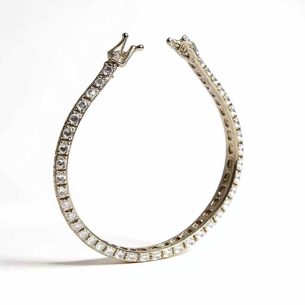 Photo 1 of 14K WHITE GOLD W 2.00 ctw DIAMOND 7" LONG BRACELET TTL GRAMS 4.74 W INSURANCE APPRAISAL ITEM #2033 